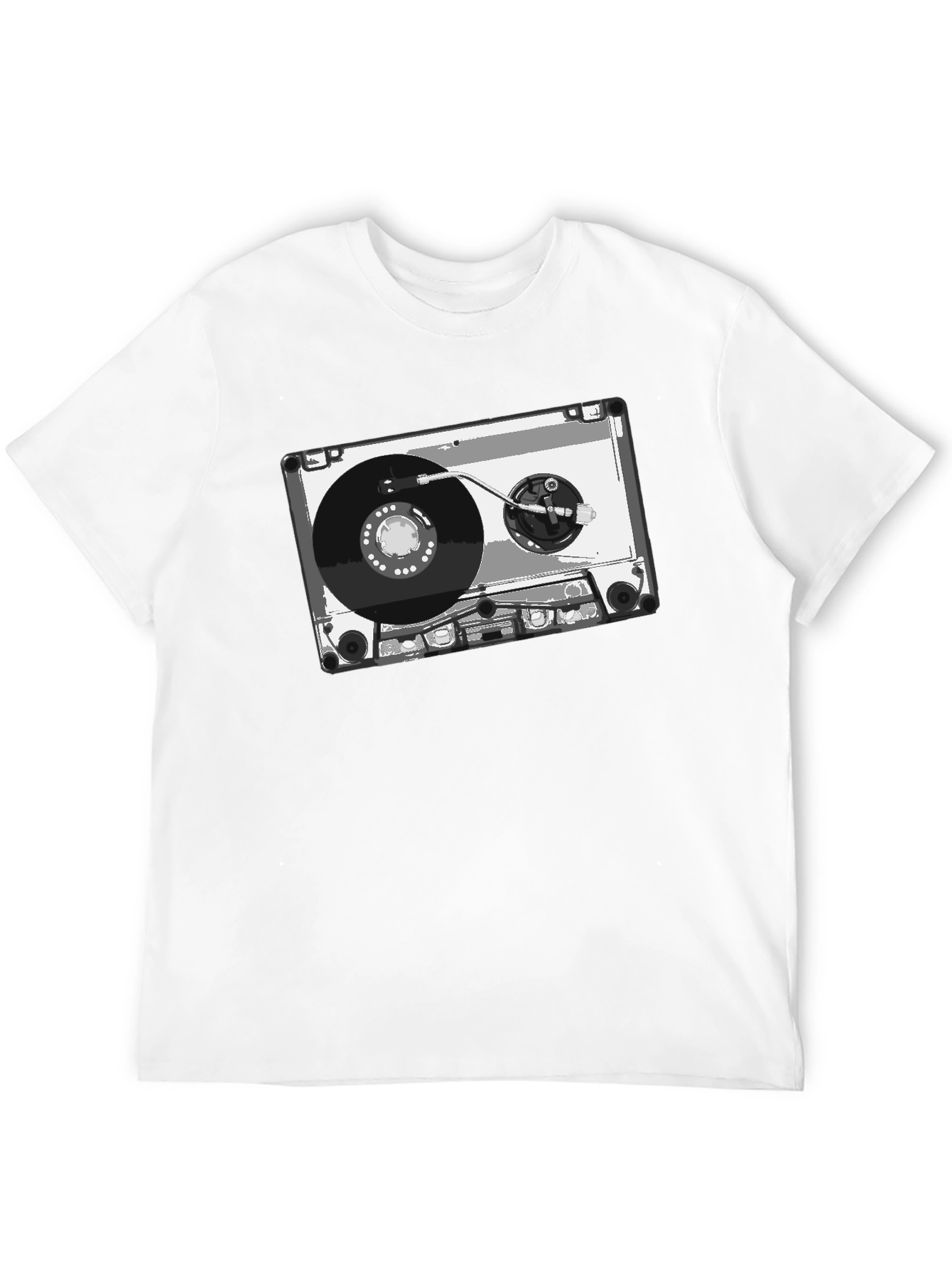 Retro Cassette Tape Graphic Tee - Black