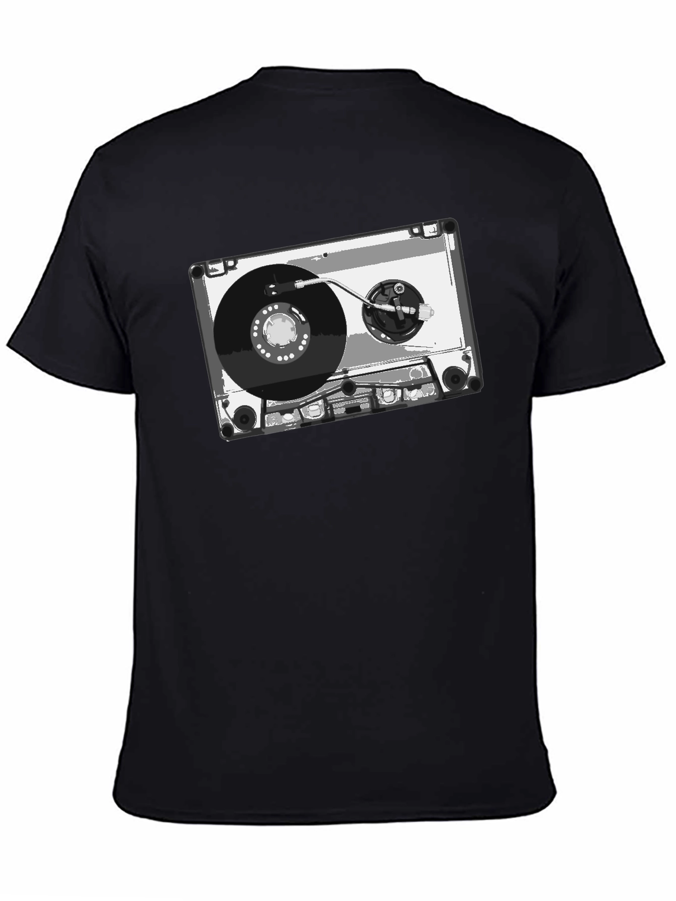 Retro Cassette Tape Graphic Tee - Black