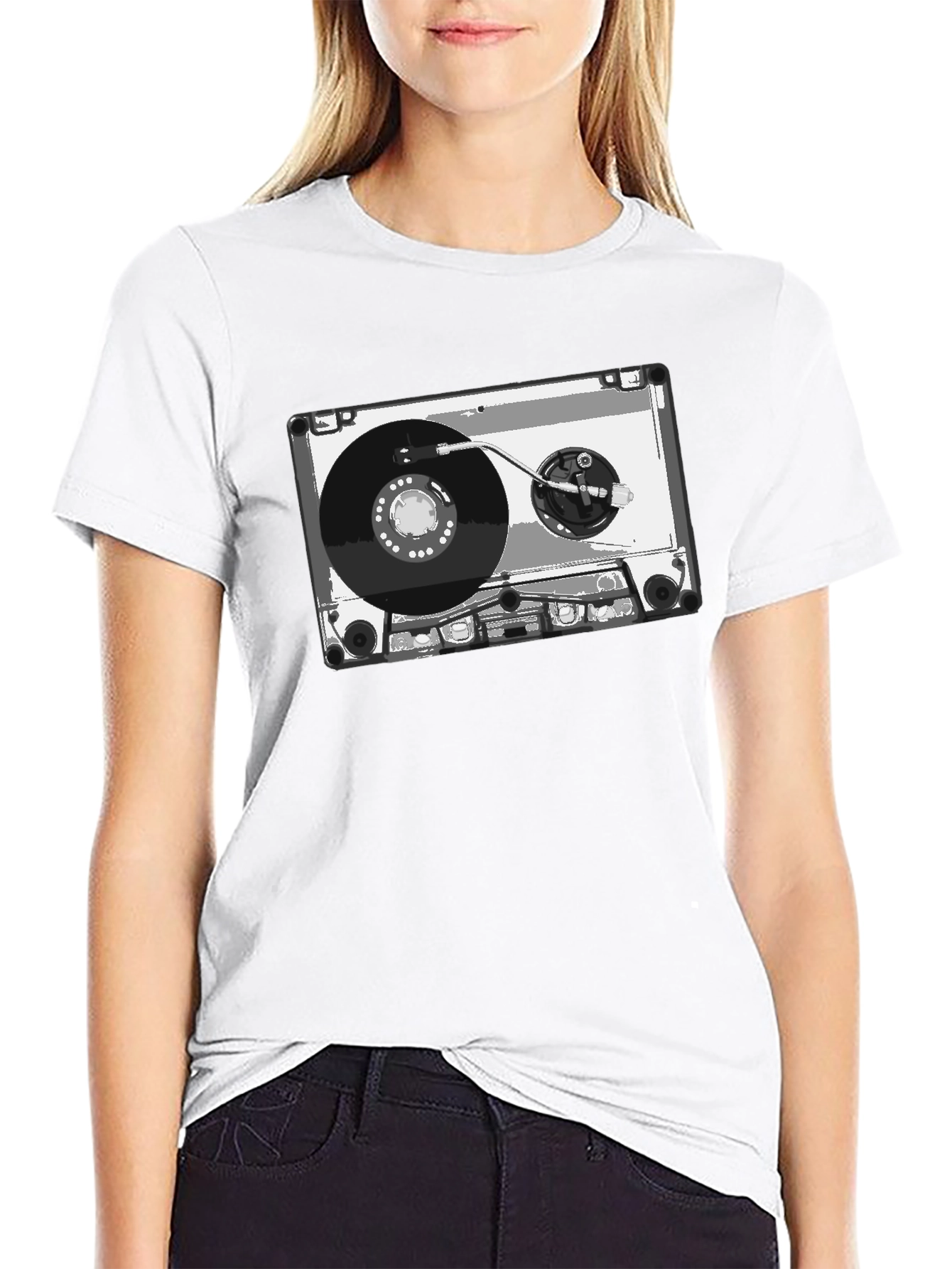 Retro Cassette Tape Graphic Tee - Black