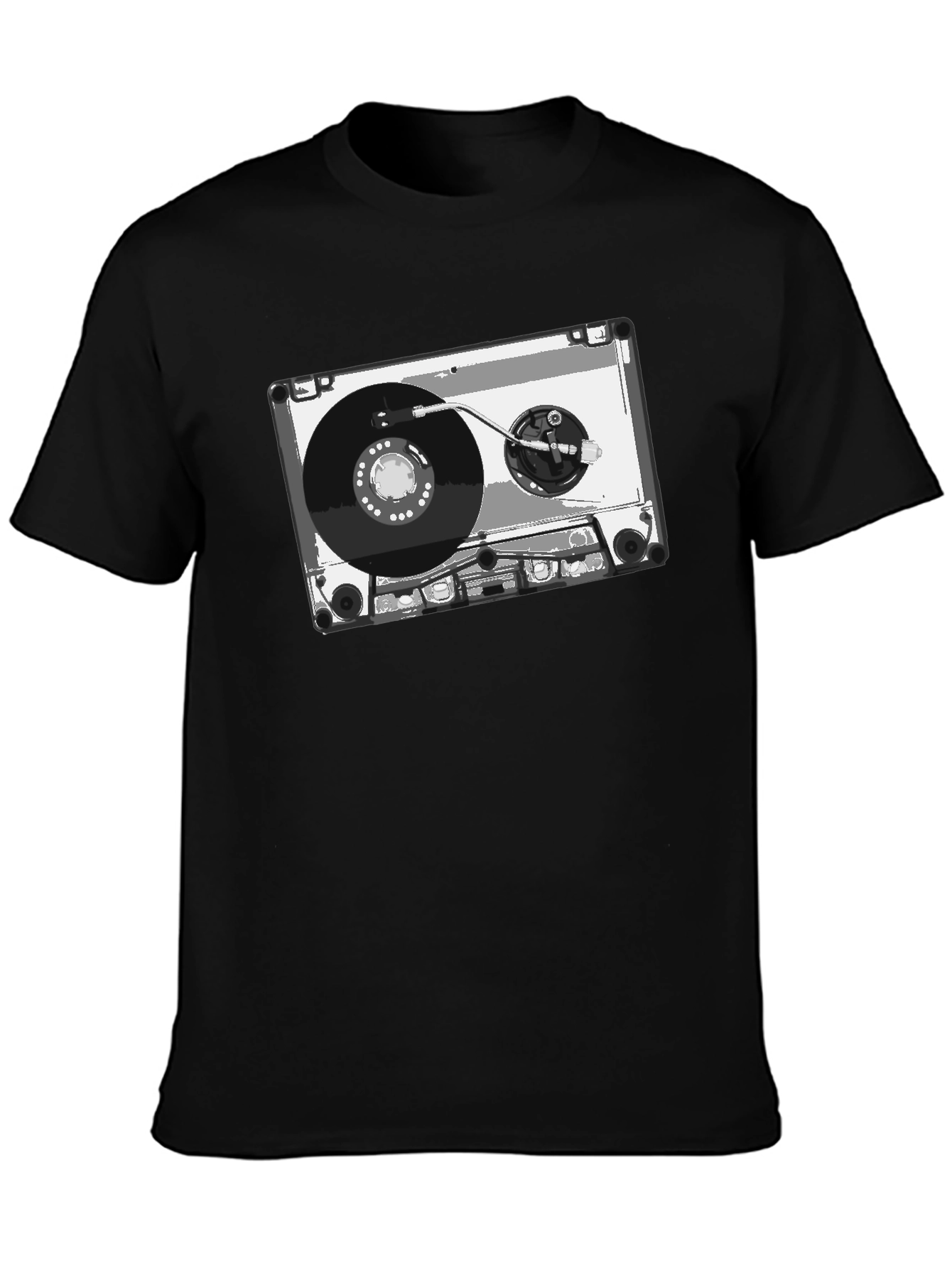Retro Cassette Tape Graphic Tee - Black