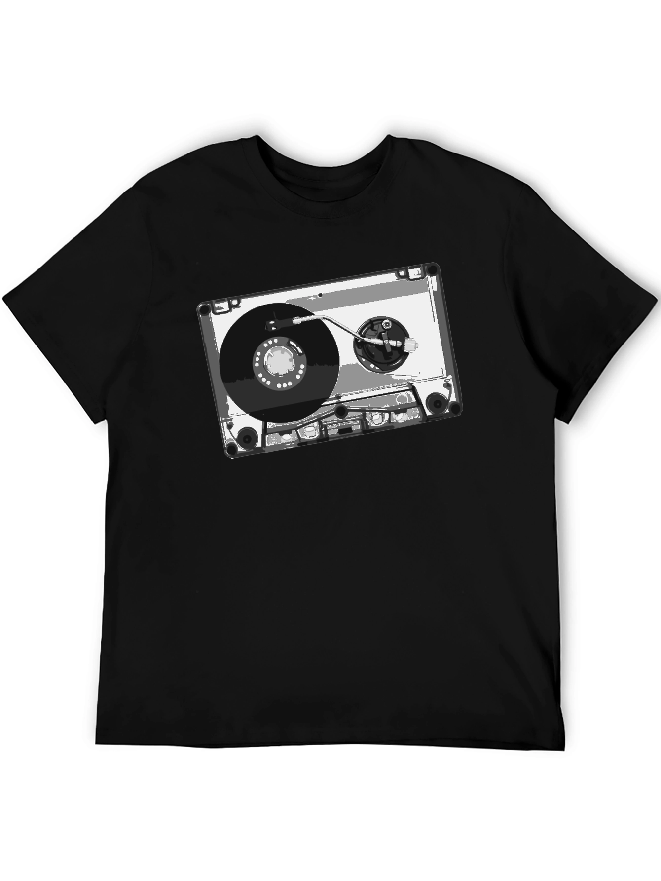 Retro Cassette Tape Graphic Tee - Black