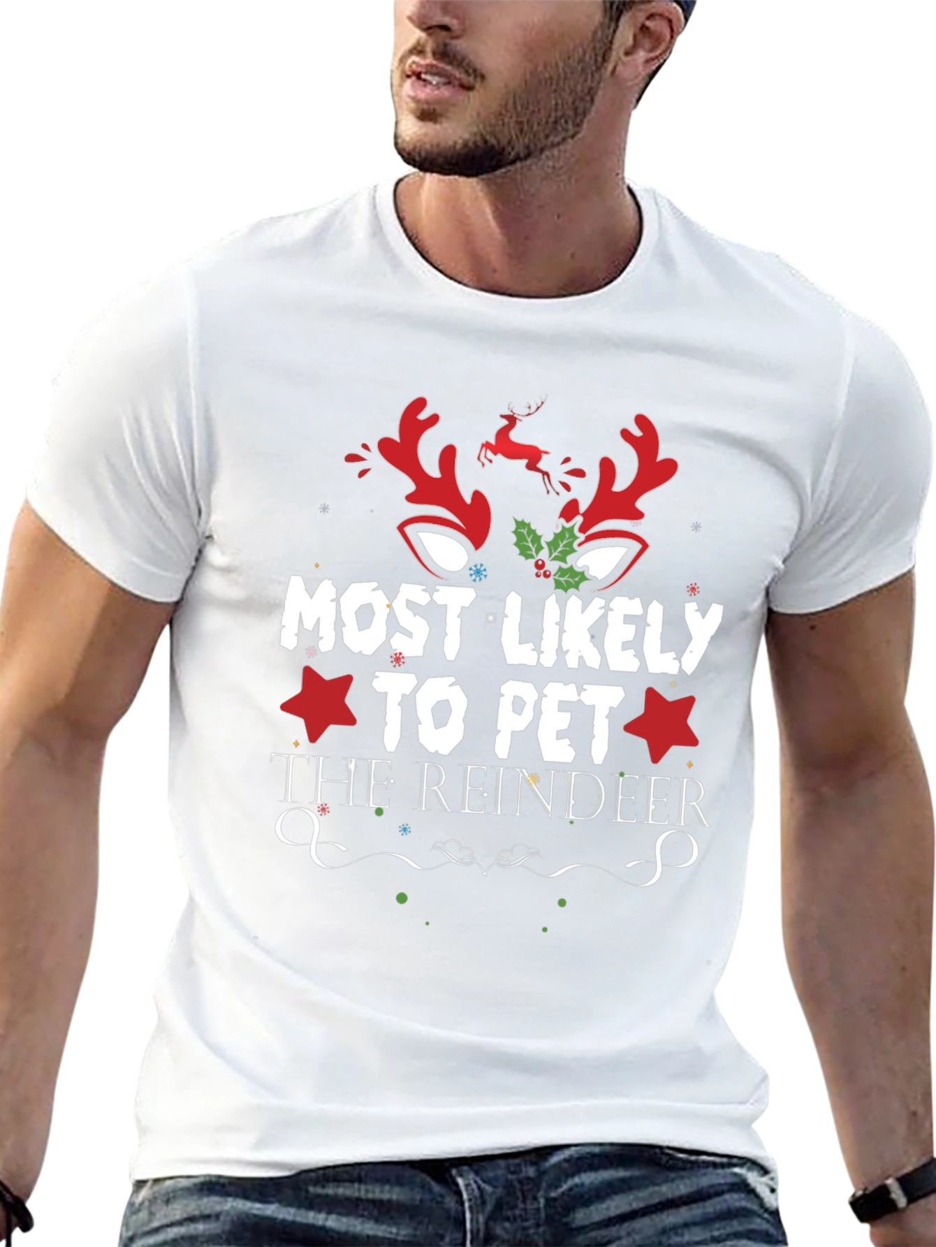 Most Likely to Pet the Reindeer Holiday T-Shirt