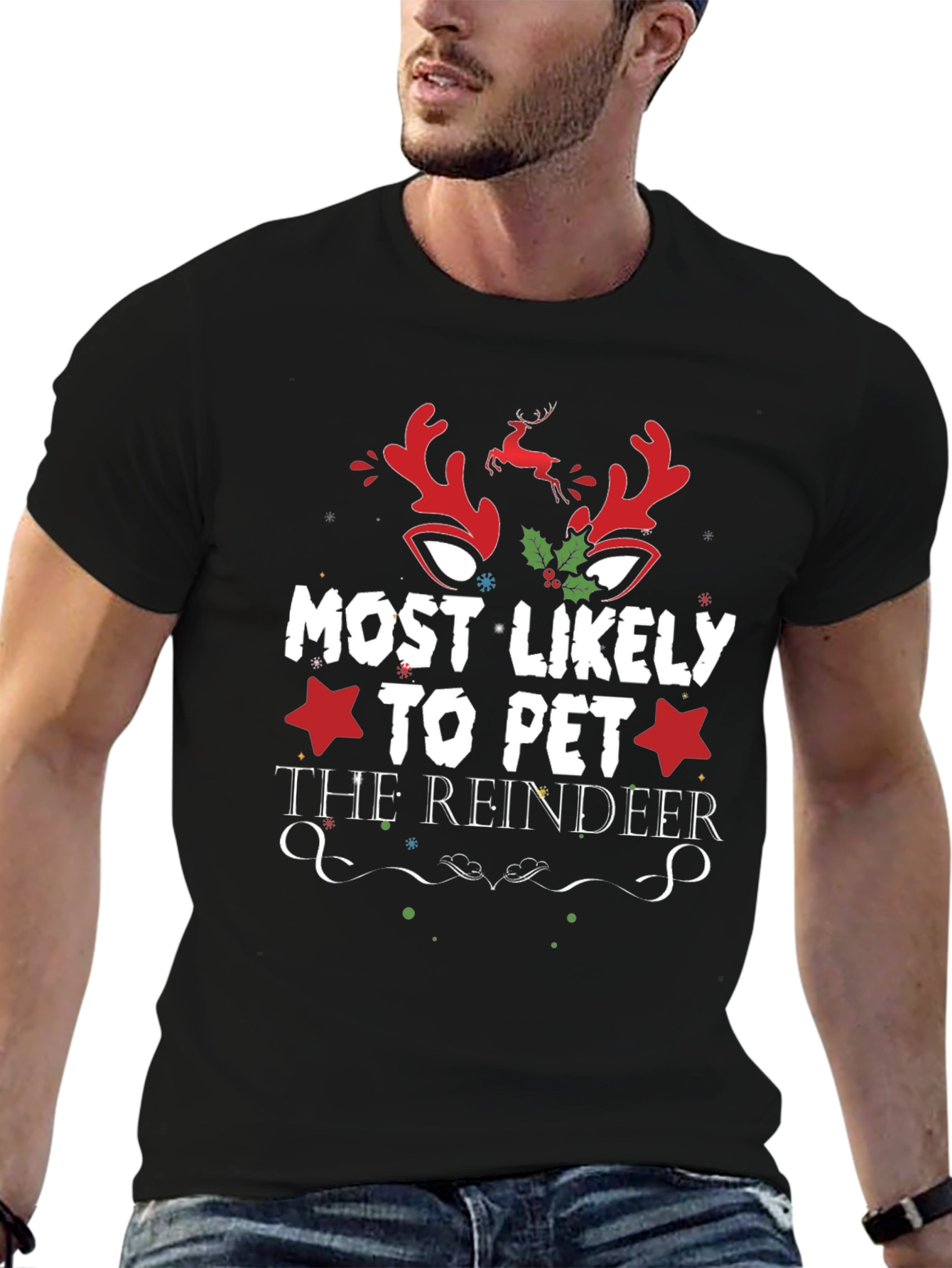 Most Likely to Pet the Reindeer Holiday T-Shirt