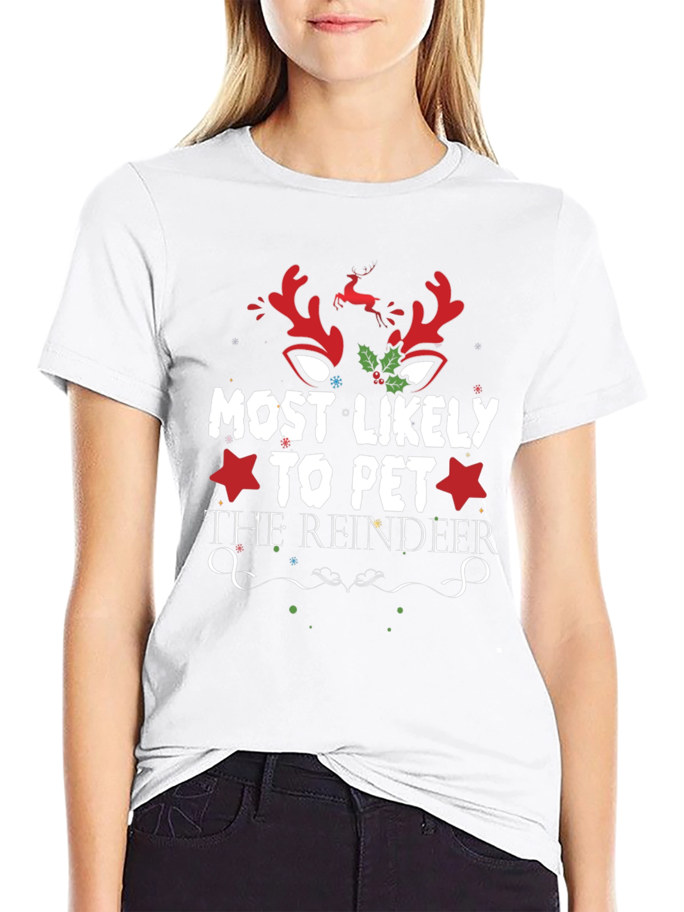 Most Likely to Pet the Reindeer Holiday T-Shirt