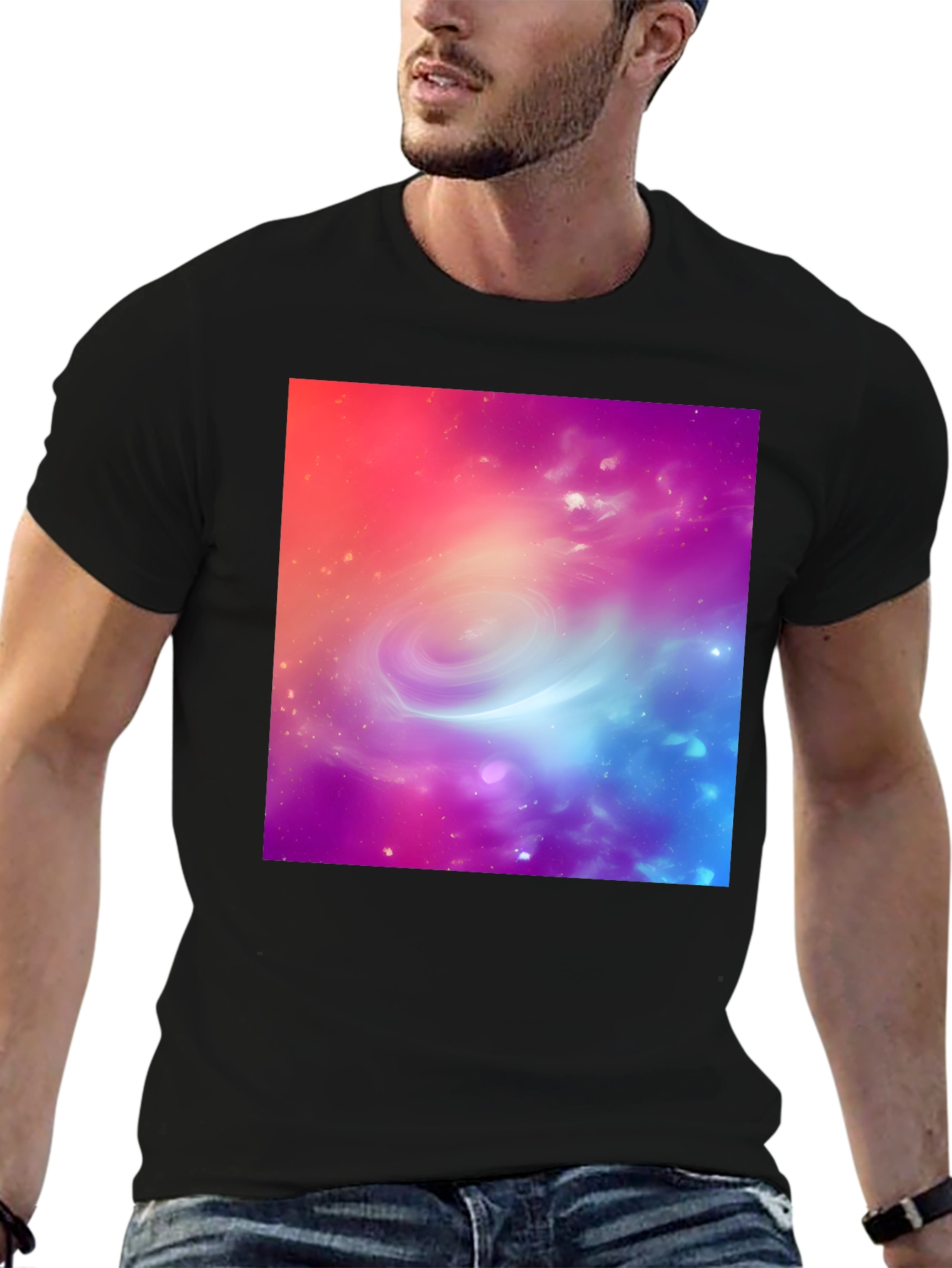 Galaxy Print Black T-Shirt