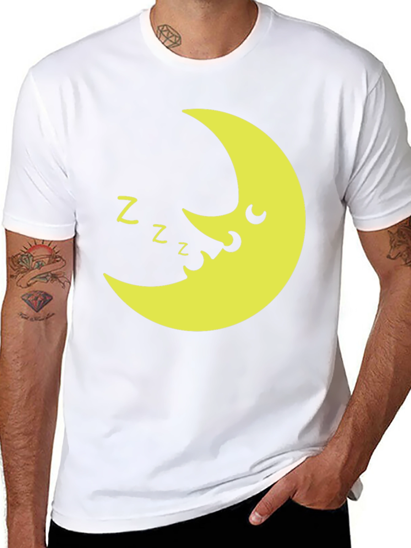 Sleepy Moon Graphic T-Shirt - Black Cotton Tee
