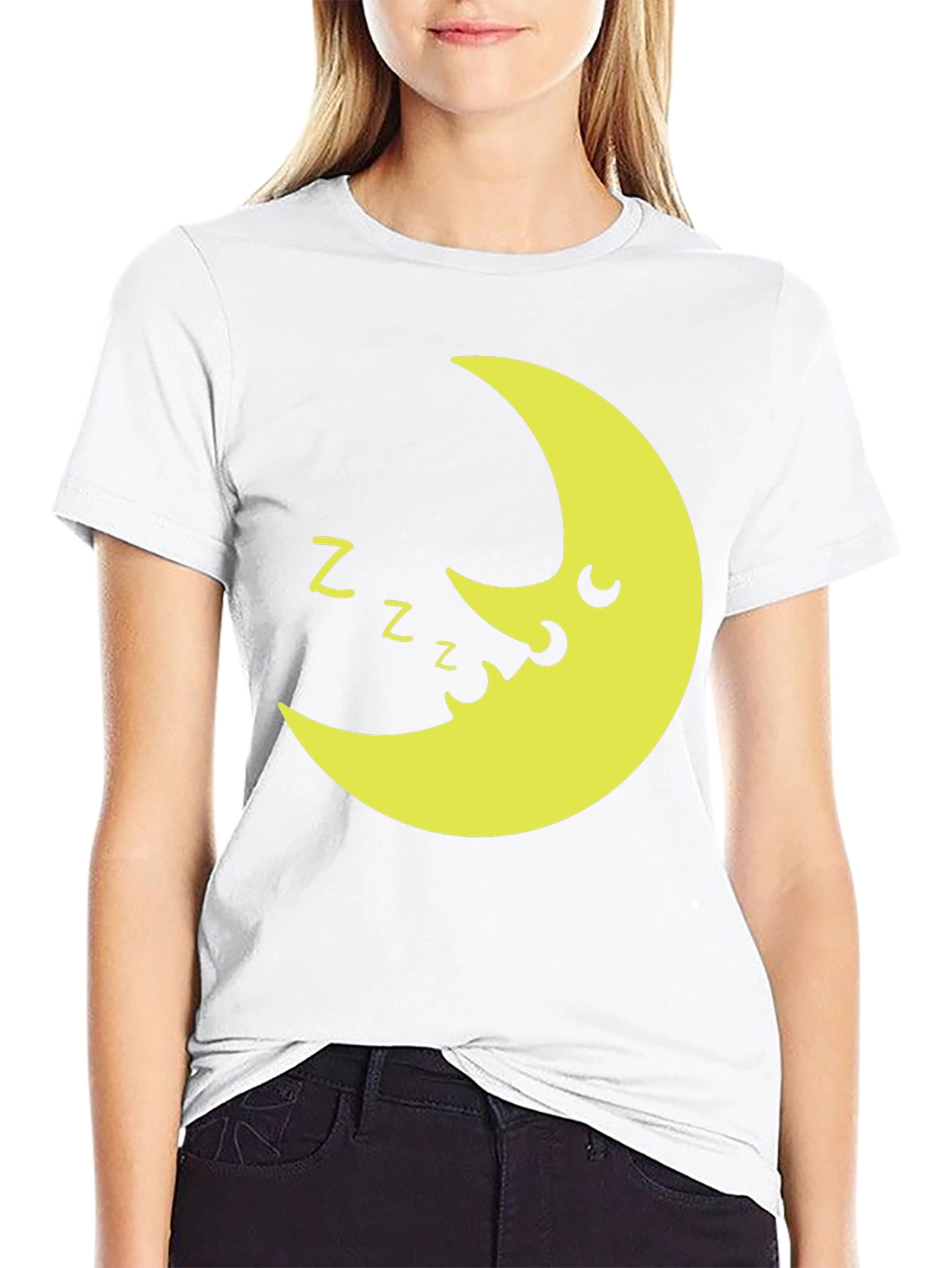 Sleepy Moon Graphic T-Shirt - Black Cotton Tee
