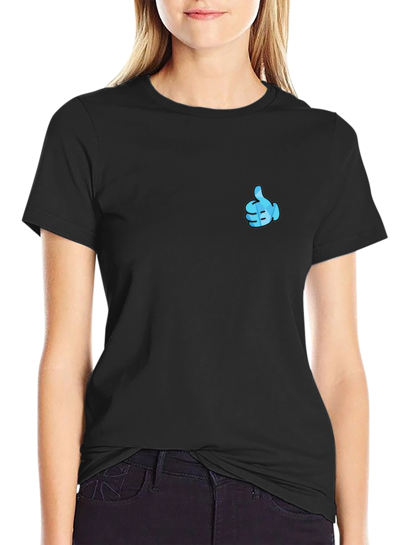 Thumbs Up Graphic Black T-Shirt - Casual Style