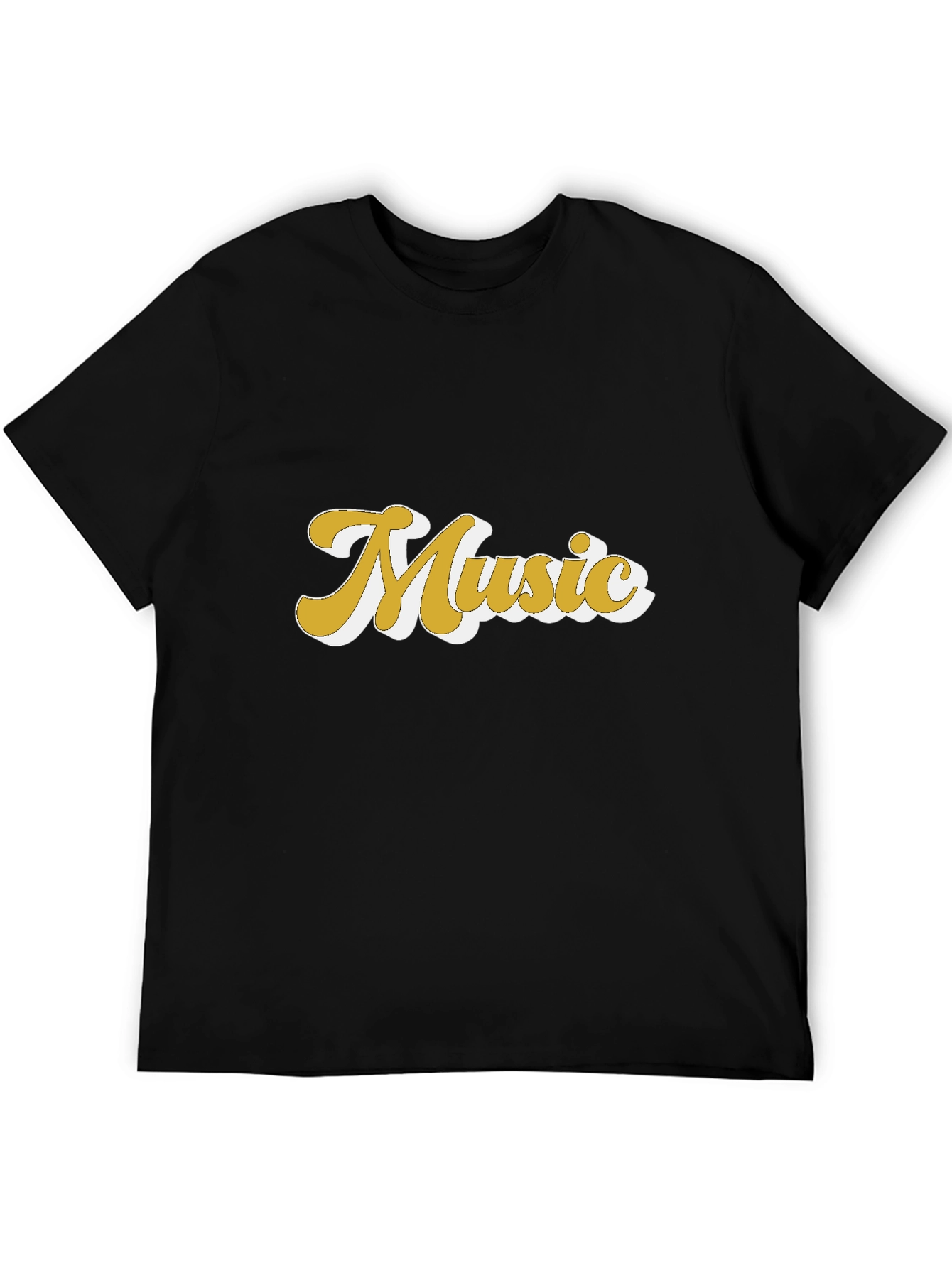 Retro Music Graphic Tee - Black Cotton T-Shirt