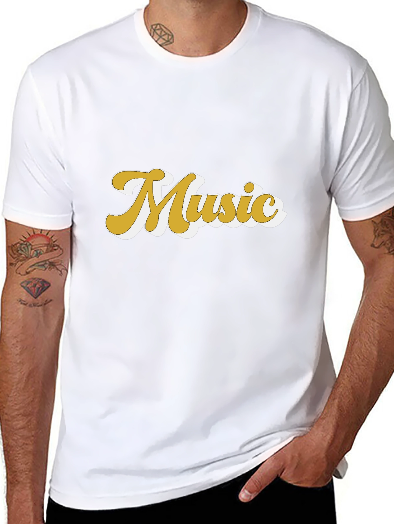 Retro Music Graphic Tee - Black Cotton T-Shirt
