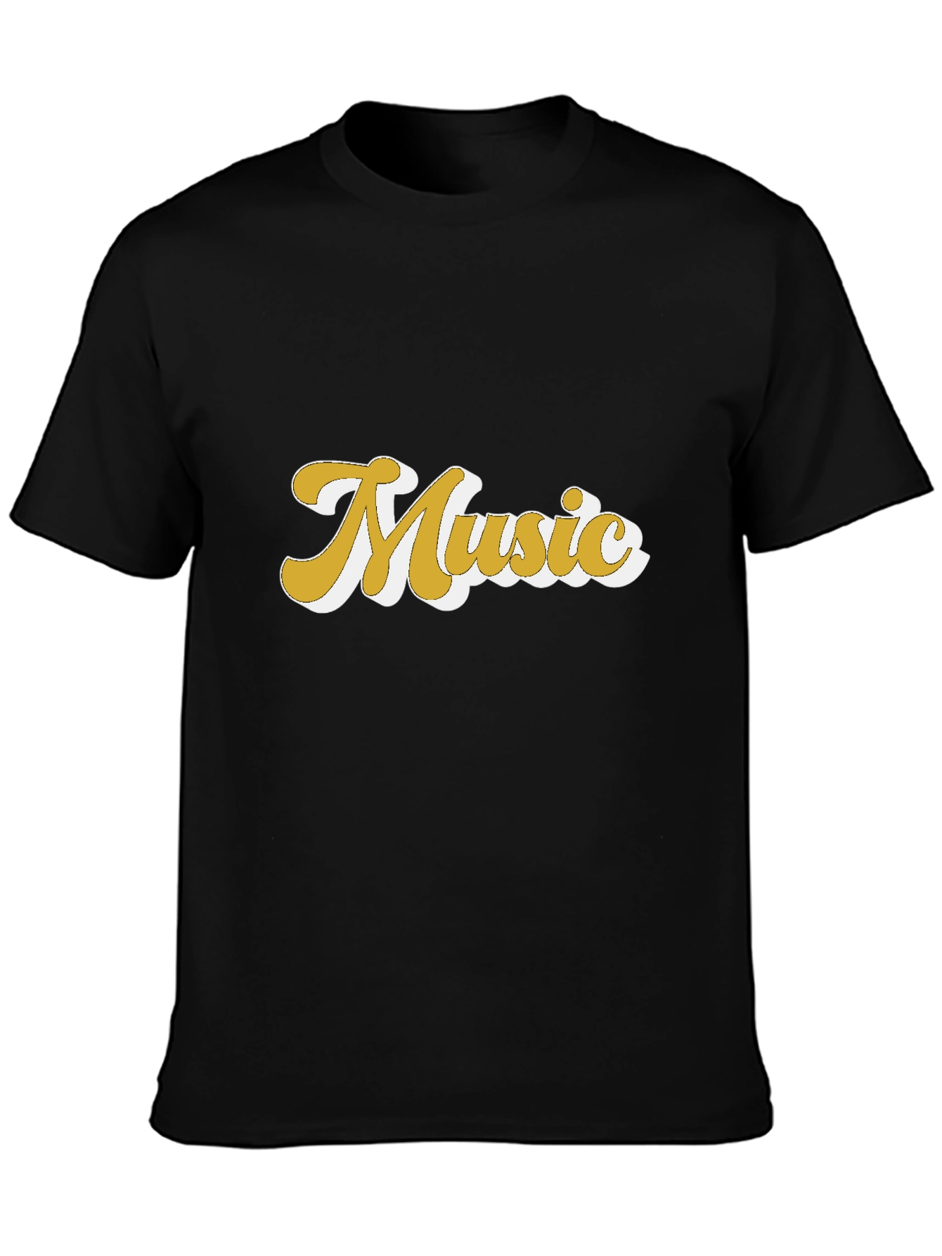 Retro Music Graphic Tee - Black Cotton T-Shirt