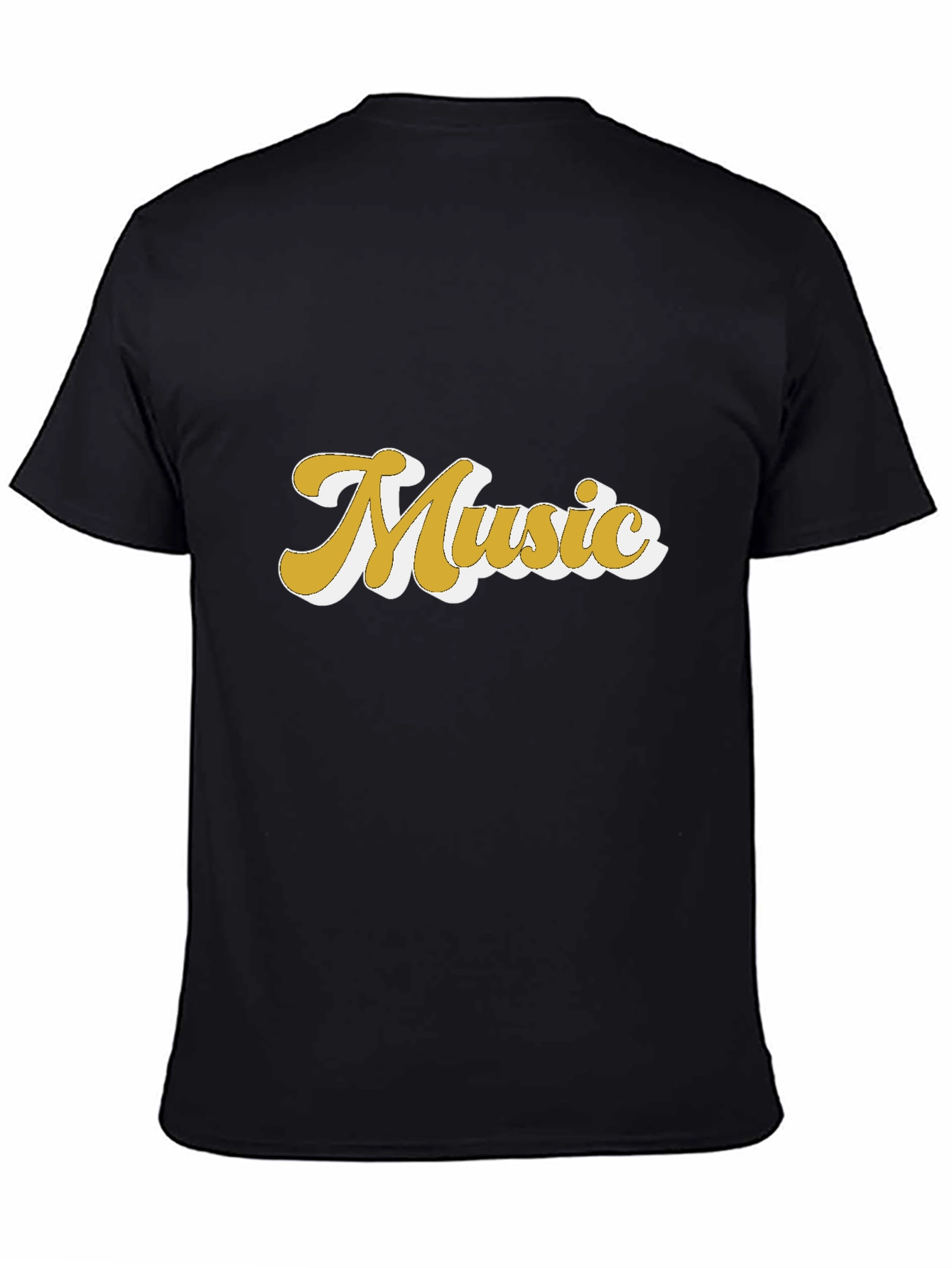 Retro Music Graphic Tee - Black Cotton T-Shirt