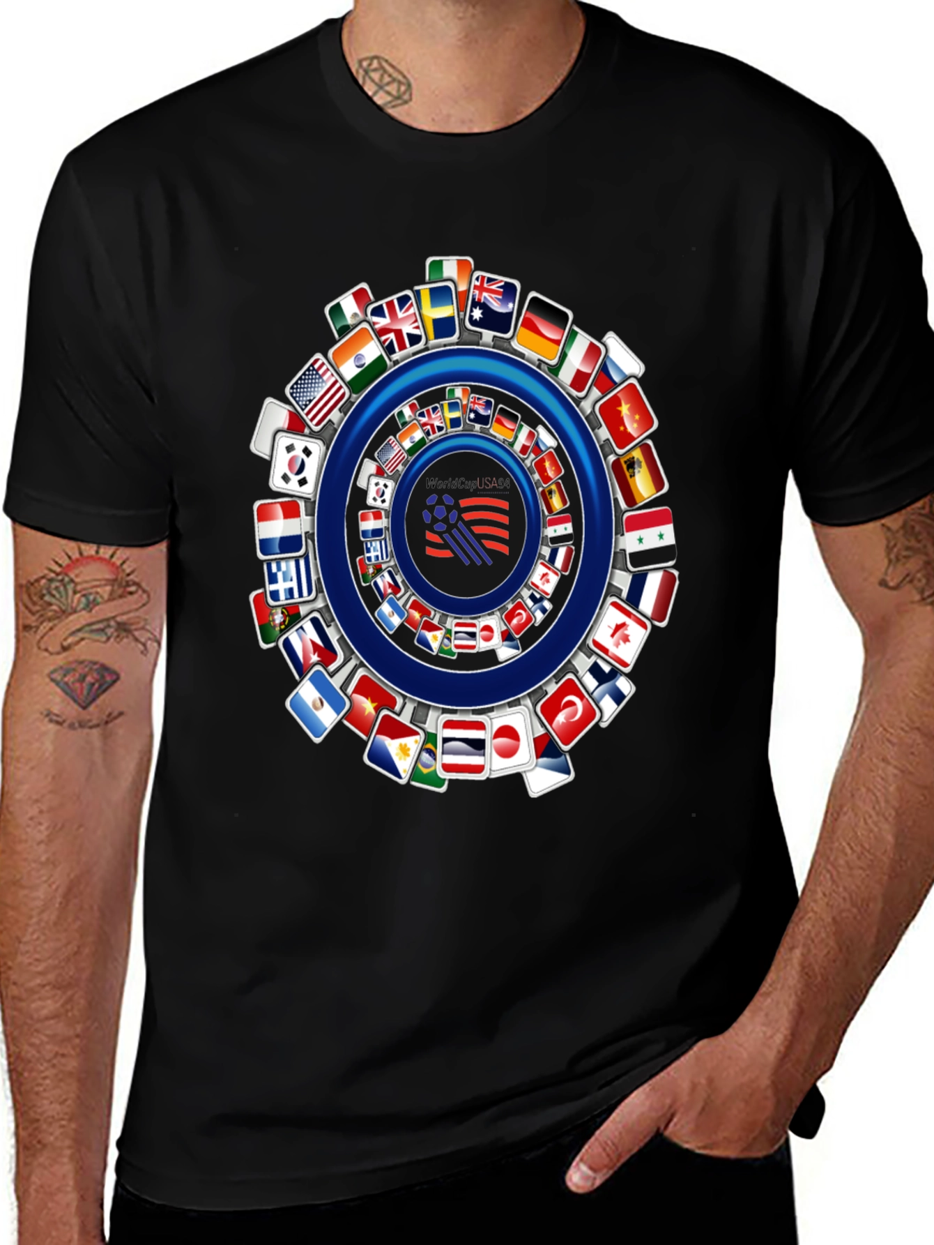 World Flags Soccer Graphic Tee - Soft Cotton