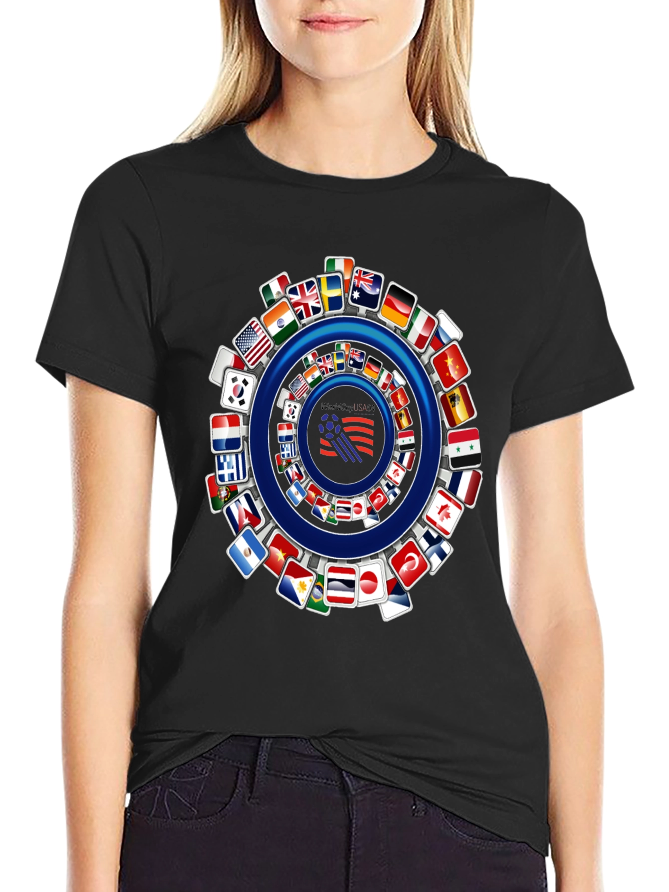 World Flags Soccer Graphic Tee - Soft Cotton