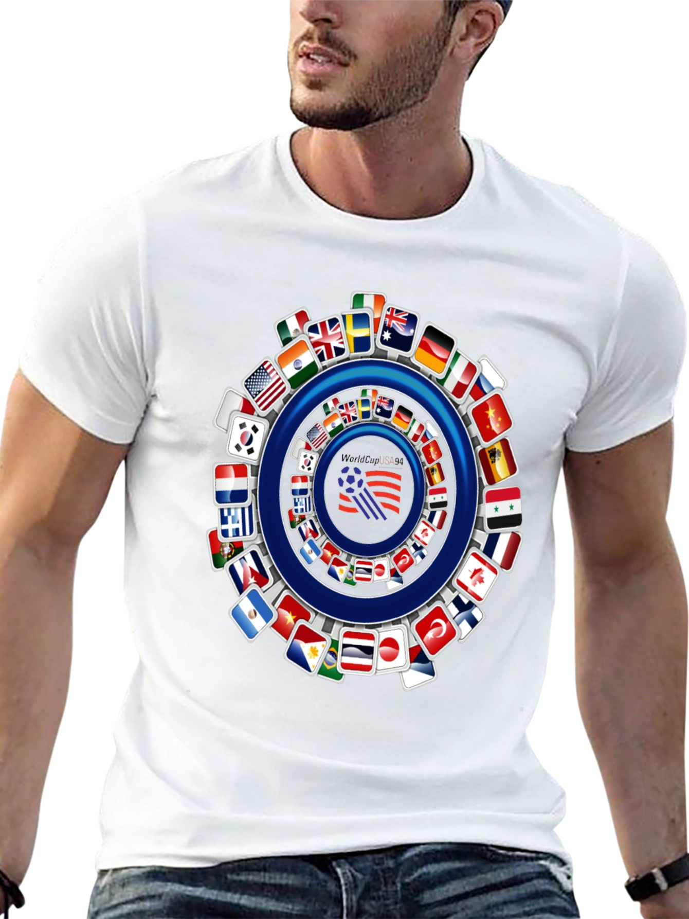 World Flags Soccer Graphic Tee - Soft Cotton