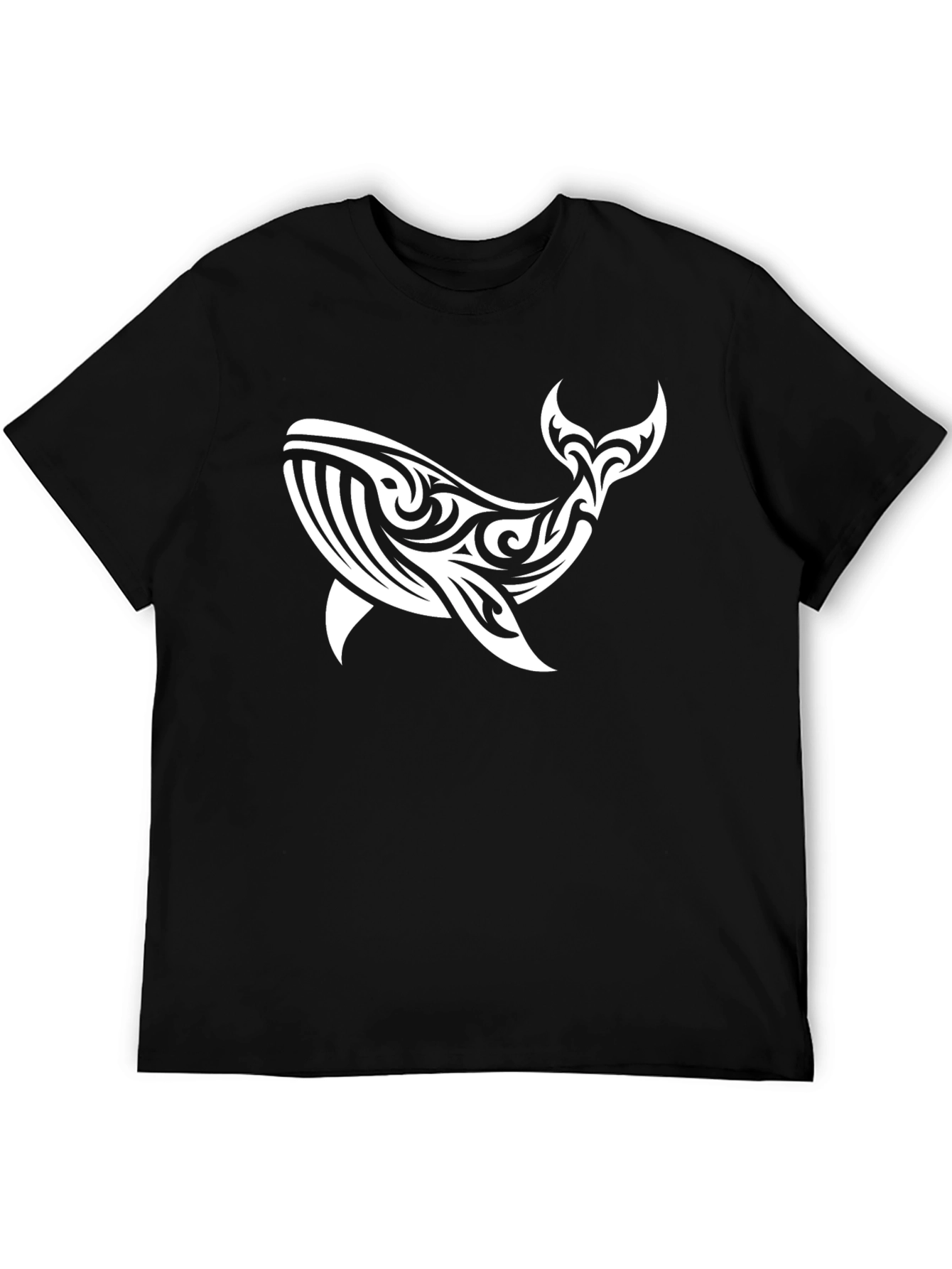 Tribal Whale Graphic Tee - Black