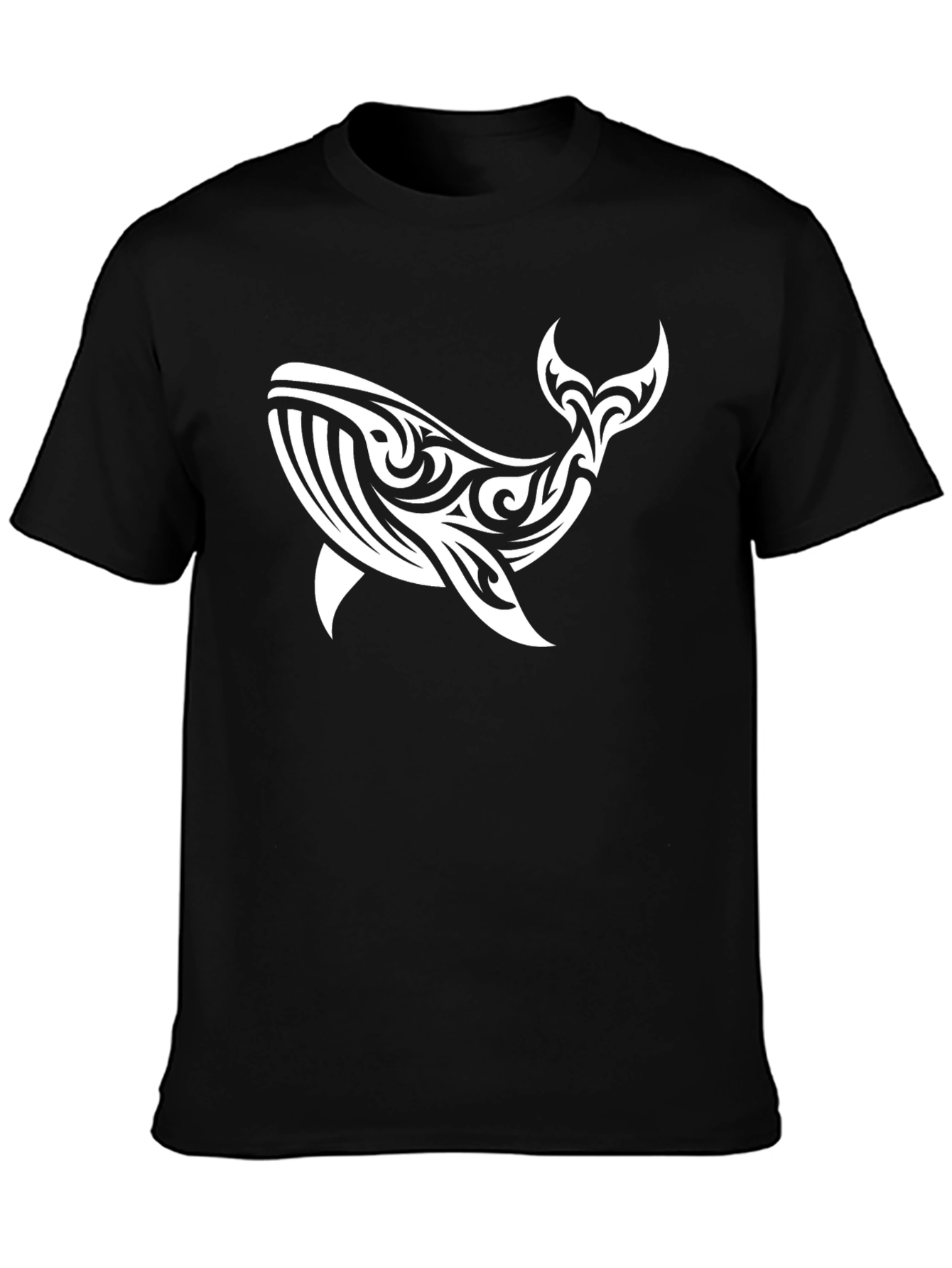 Tribal Whale Graphic Tee - Black