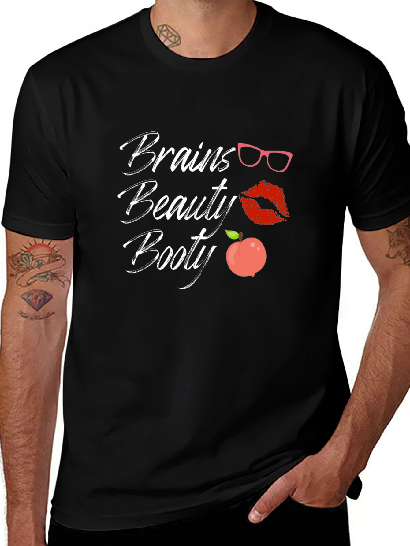 Brains Beauty Booty T-Shirt - Trendy Graphic Tee