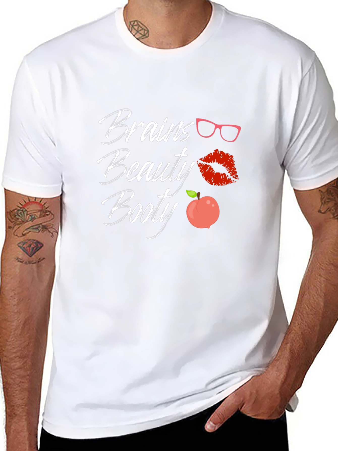 Brains Beauty Booty T-Shirt - Trendy Graphic Tee