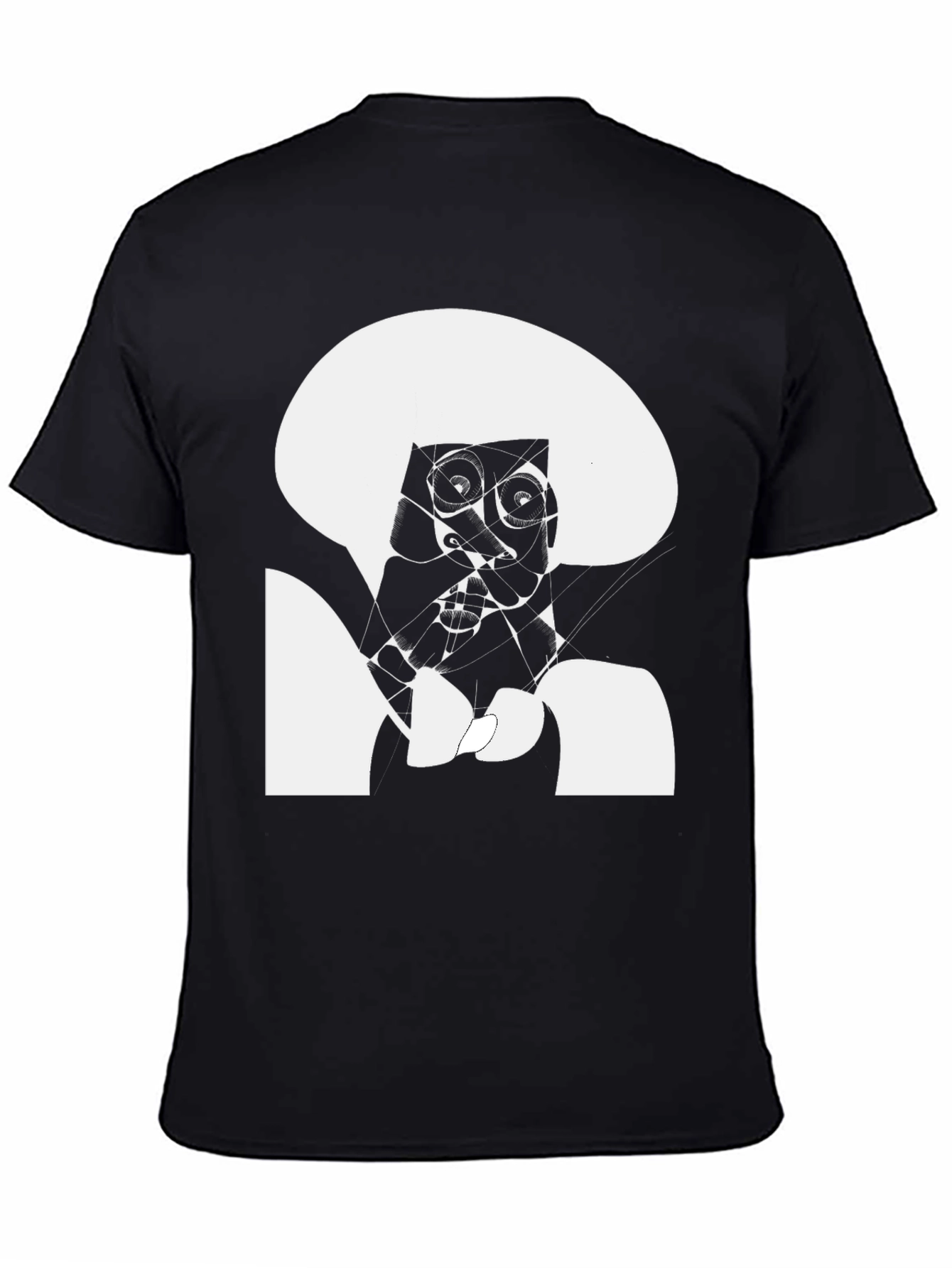Abstract Face Black T-Shirt - Modern Art Tee