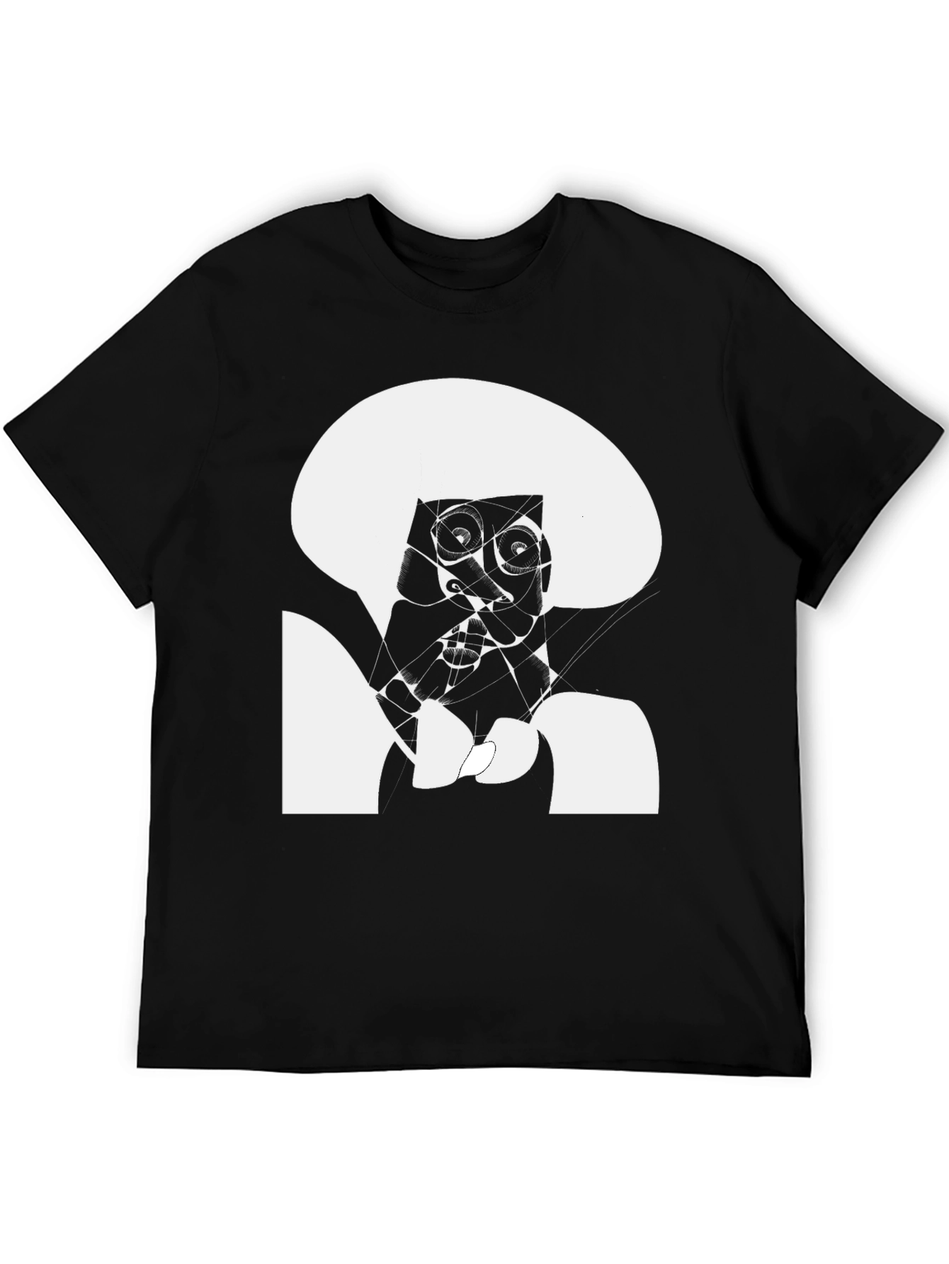 Abstract Face Black T-Shirt - Modern Art Tee