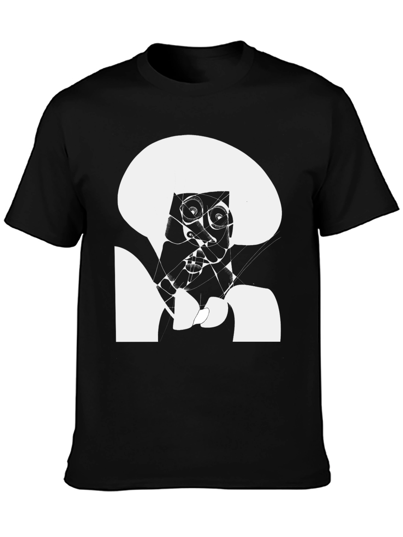 Abstract Face Black T-Shirt - Modern Art Tee