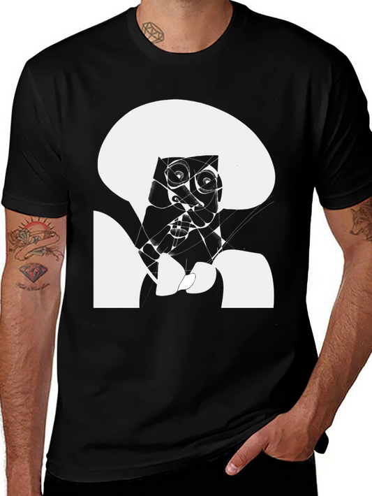 Abstract Face Black T-Shirt - Modern Art Tee