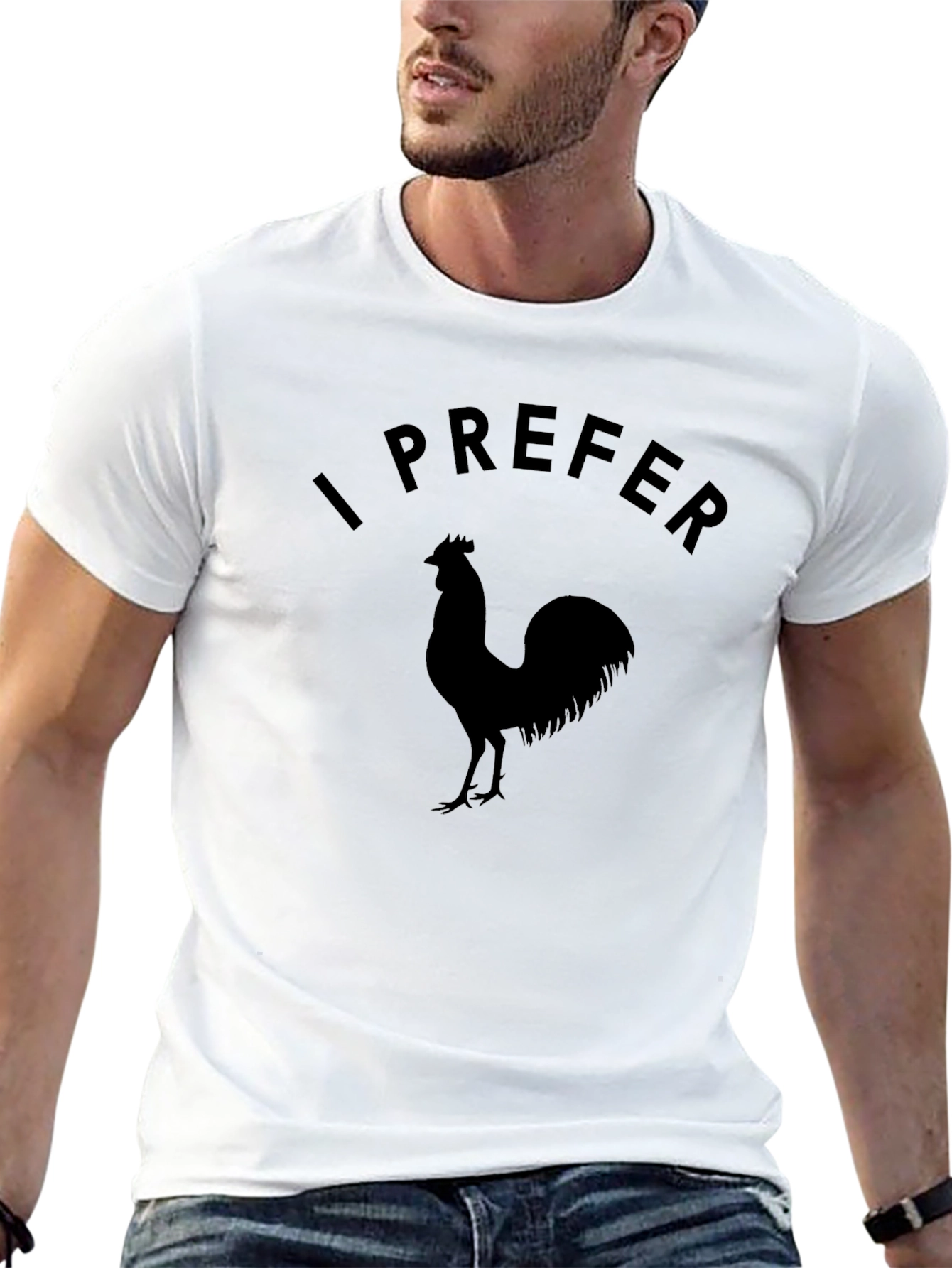 I Prefer Rooster Graphic Tee - Black Cotton T-Shirt