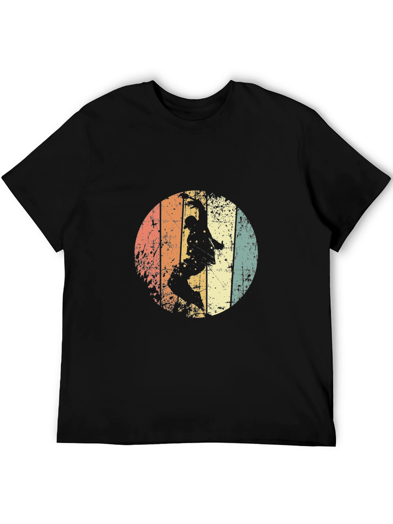 Retro Skater Graphic Tee - Black Cotton T-Shirt