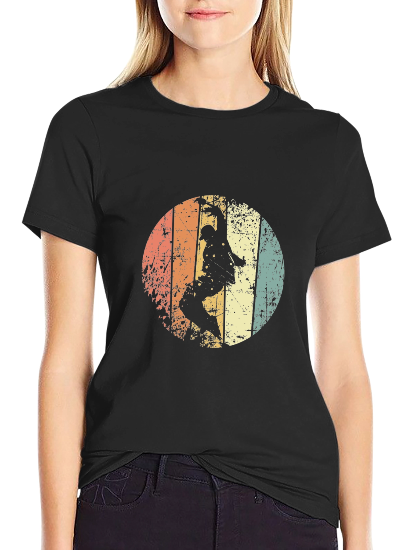 Retro Skater Graphic Tee - Black Cotton T-Shirt