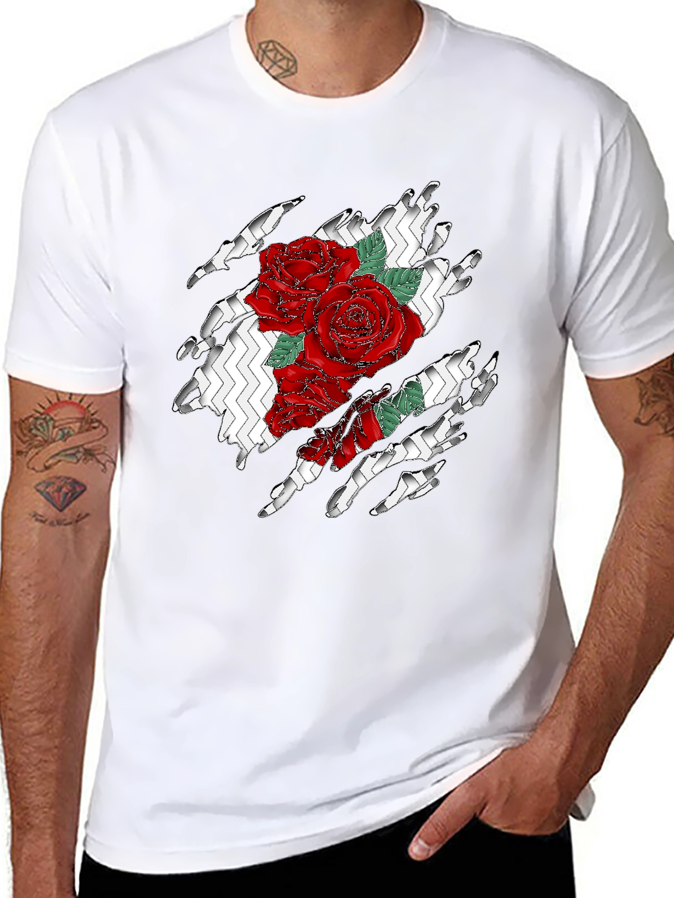 Rose Torn Black T-Shirt