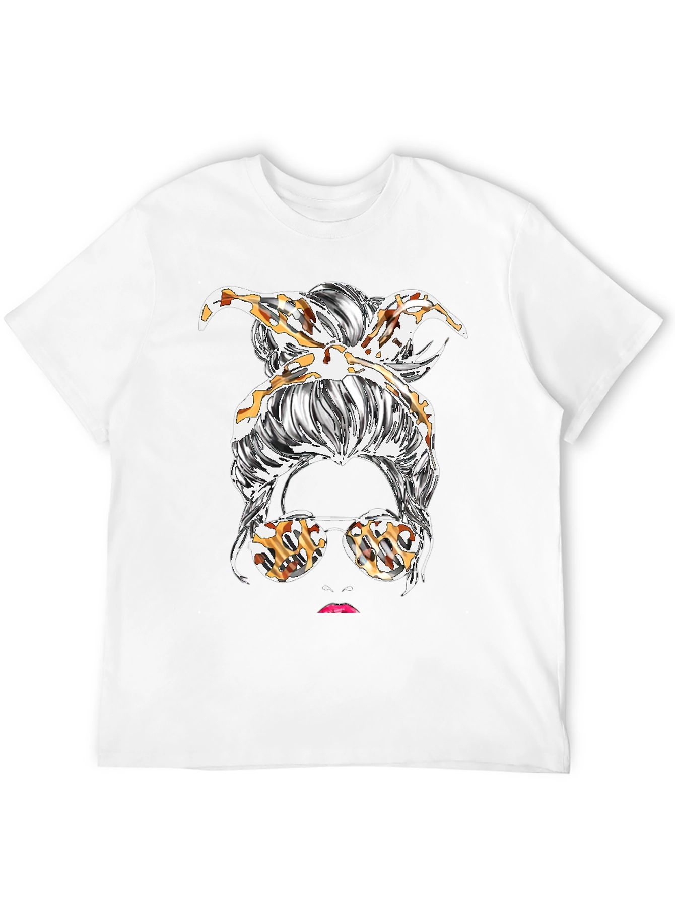 Messy Bun Leopard Print T-Shirt