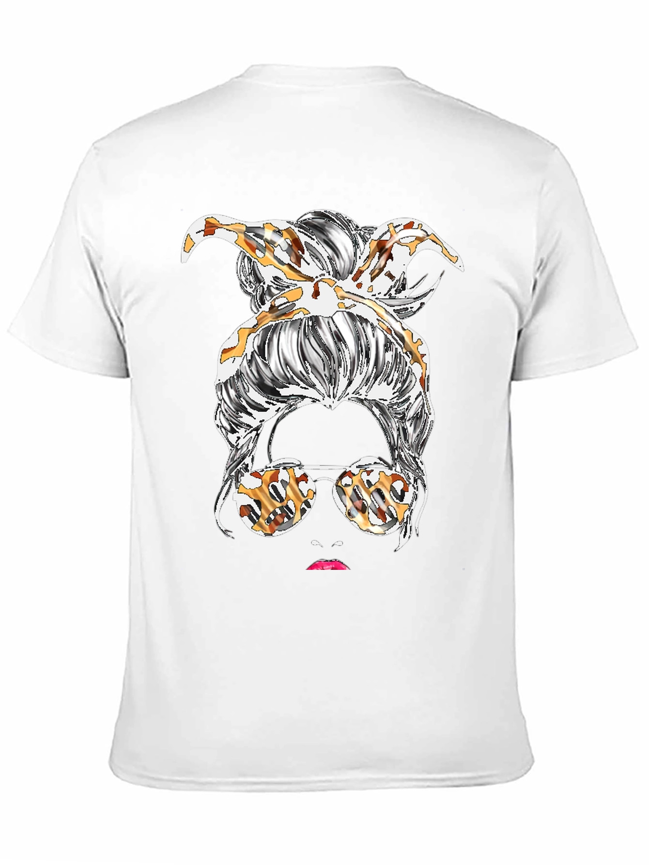 Messy Bun Leopard Print T-Shirt