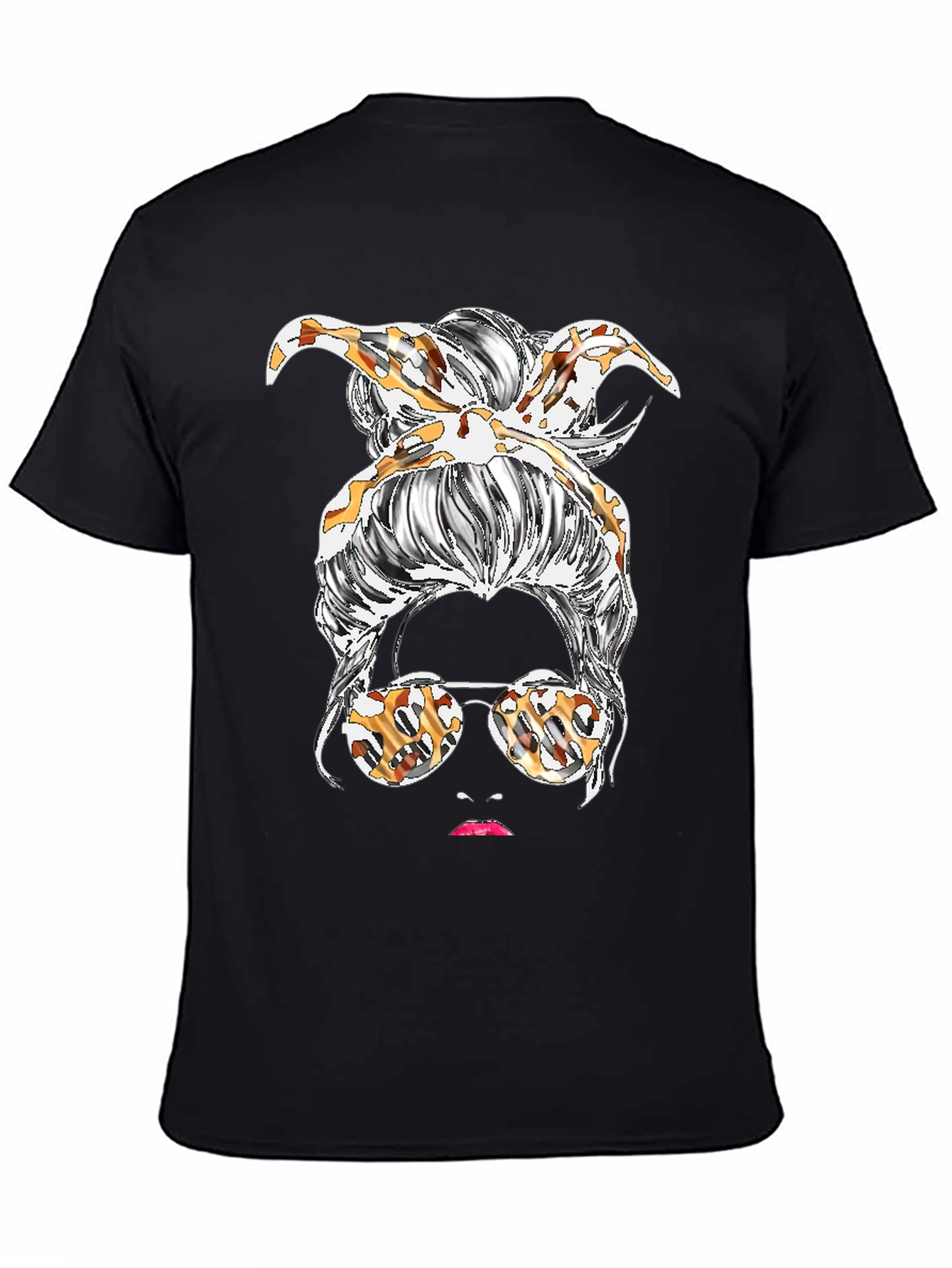 Messy Bun Leopard Print T-Shirt