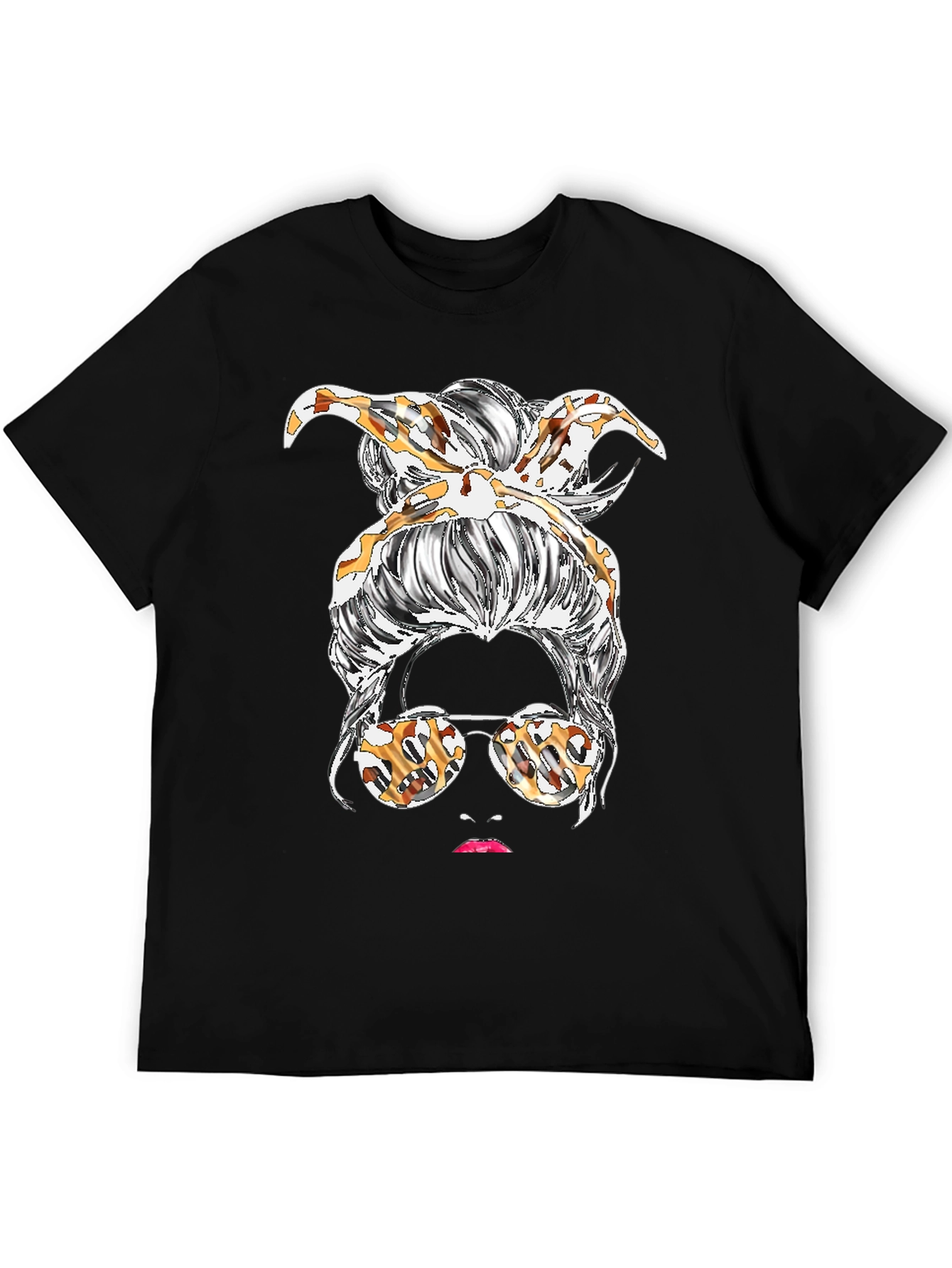 Messy Bun Leopard Print T-Shirt