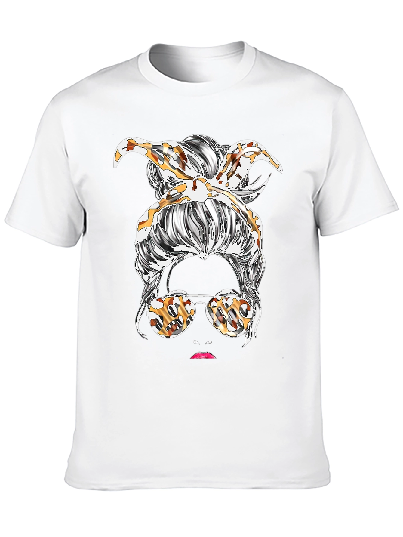 Messy Bun Leopard Print T-Shirt
