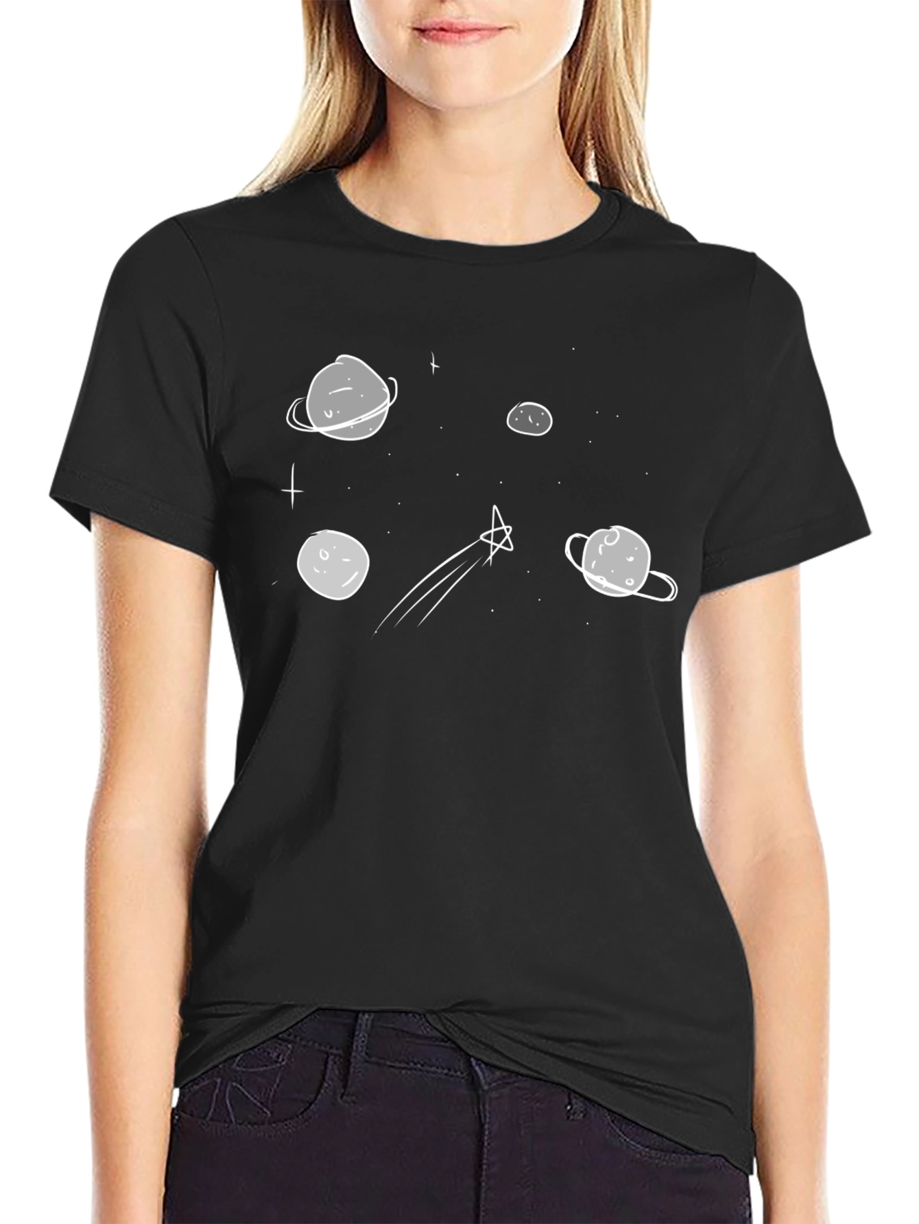 Black Space Print T-Shirt