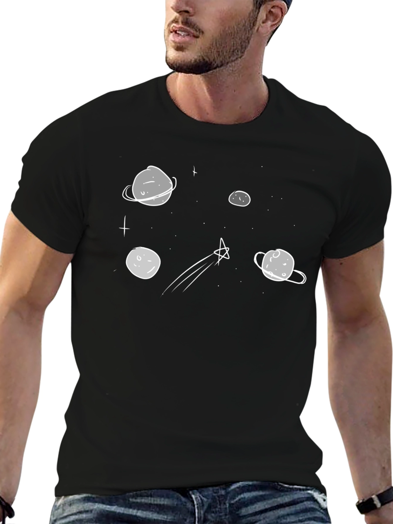 Black Space Print T-Shirt