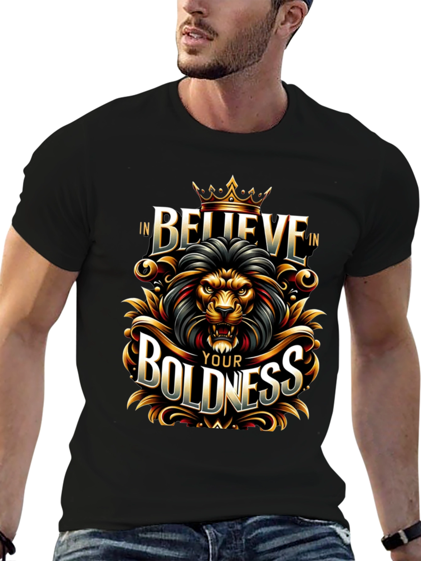 Believe In Your Boldness Lion Graphic T-Shirt