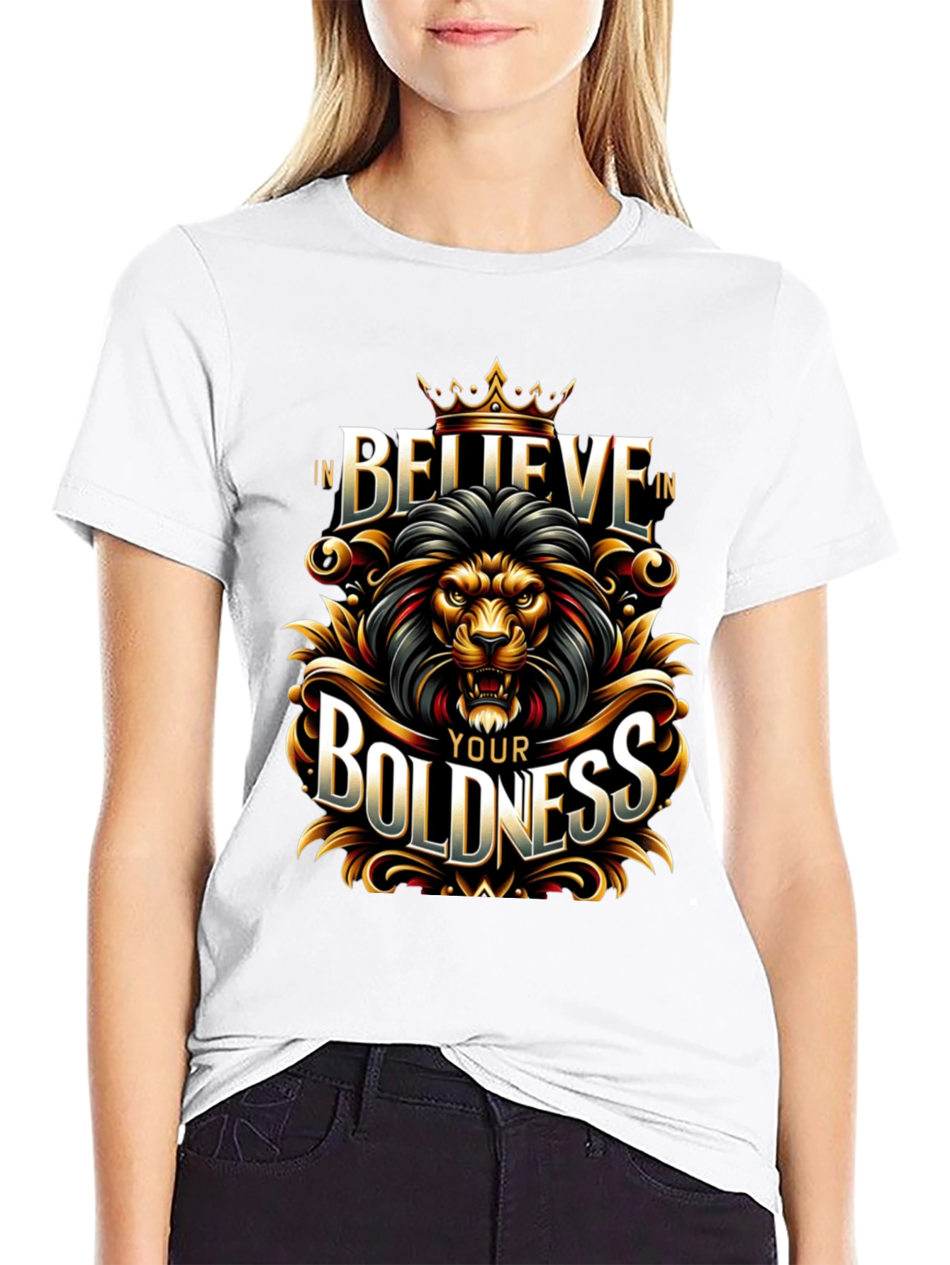 Believe In Your Boldness Lion Graphic T-Shirt