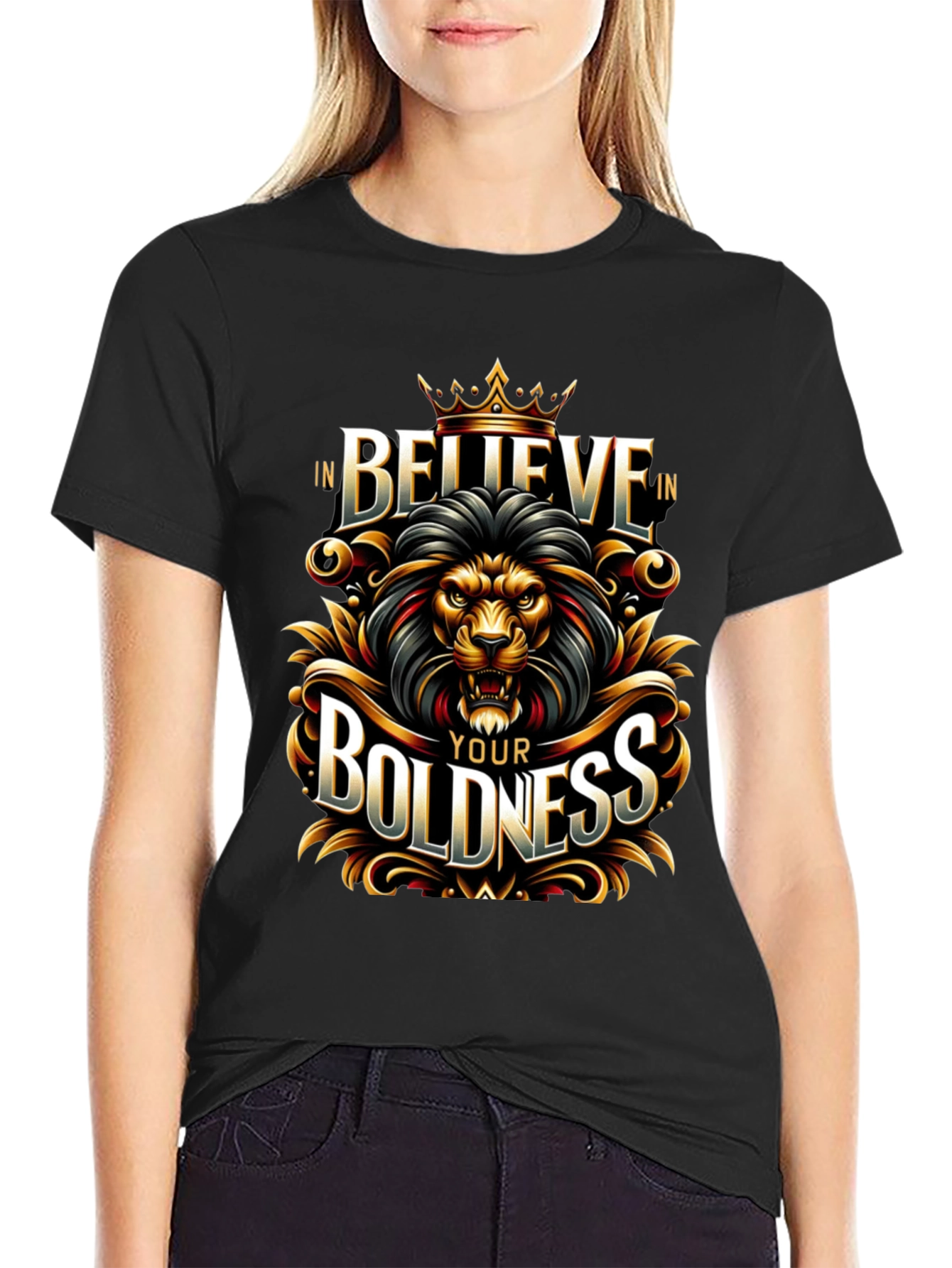Believe In Your Boldness Lion Graphic T-Shirt