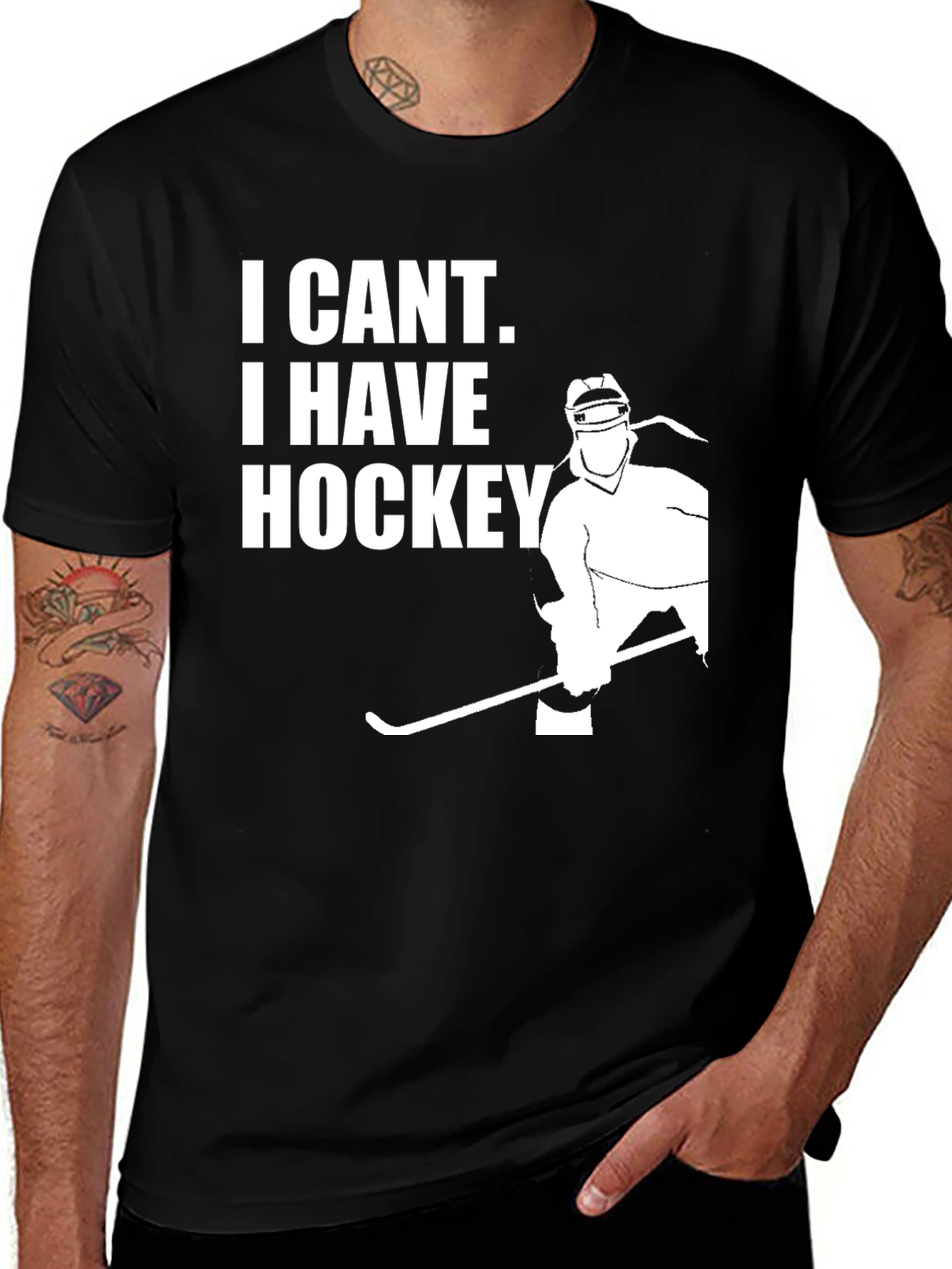 I Cant I Have Hockey Black T-Shirt