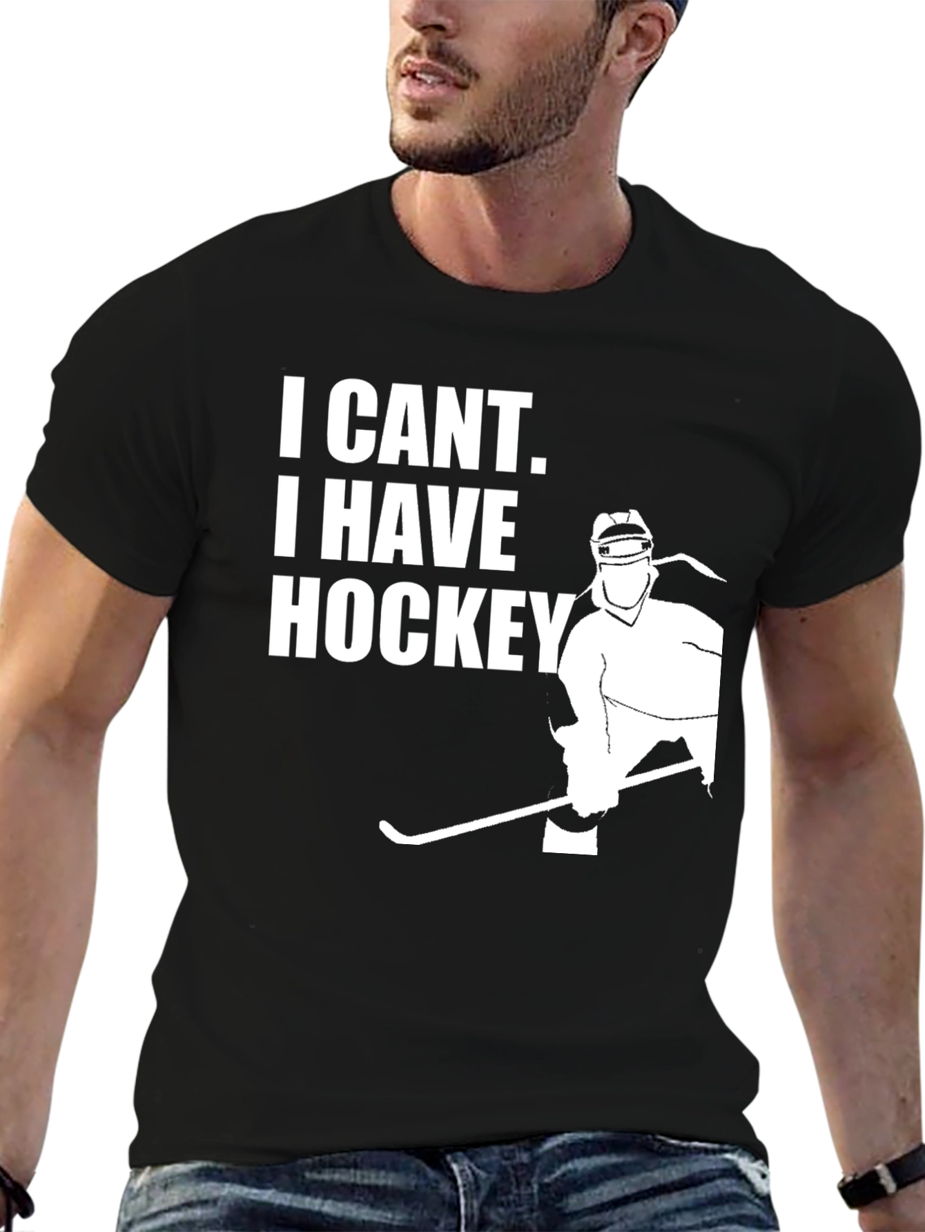 I Cant I Have Hockey Black T-Shirt