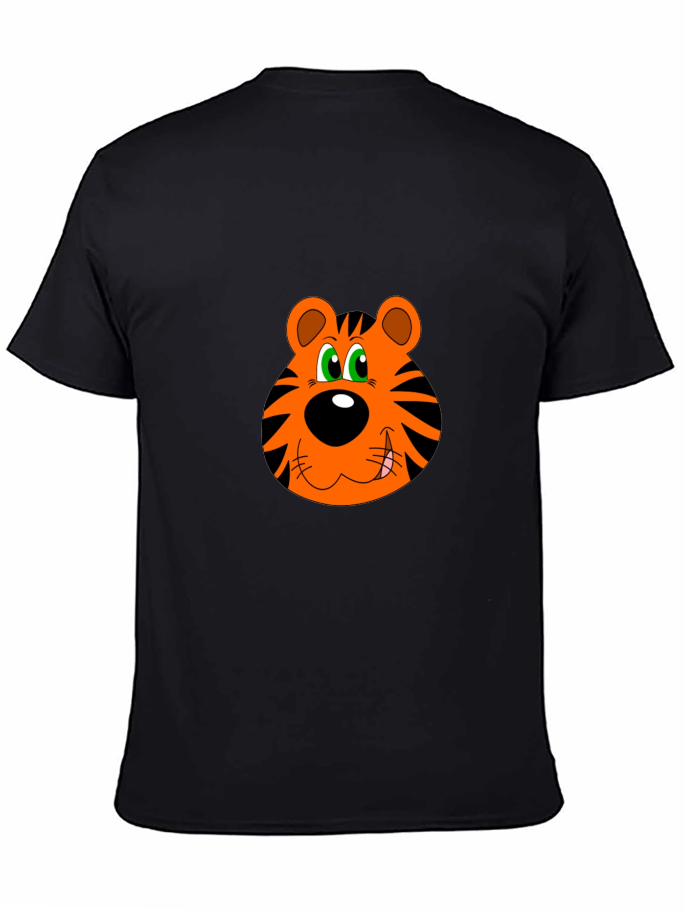 Cartoon Tiger Face Black T-Shirt