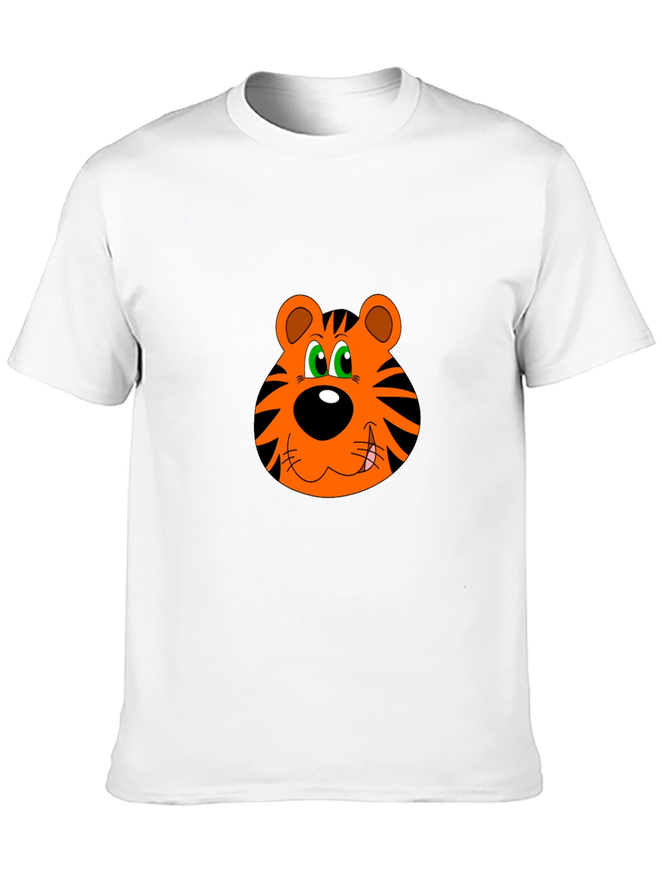 Cartoon Tiger Face Black T-Shirt