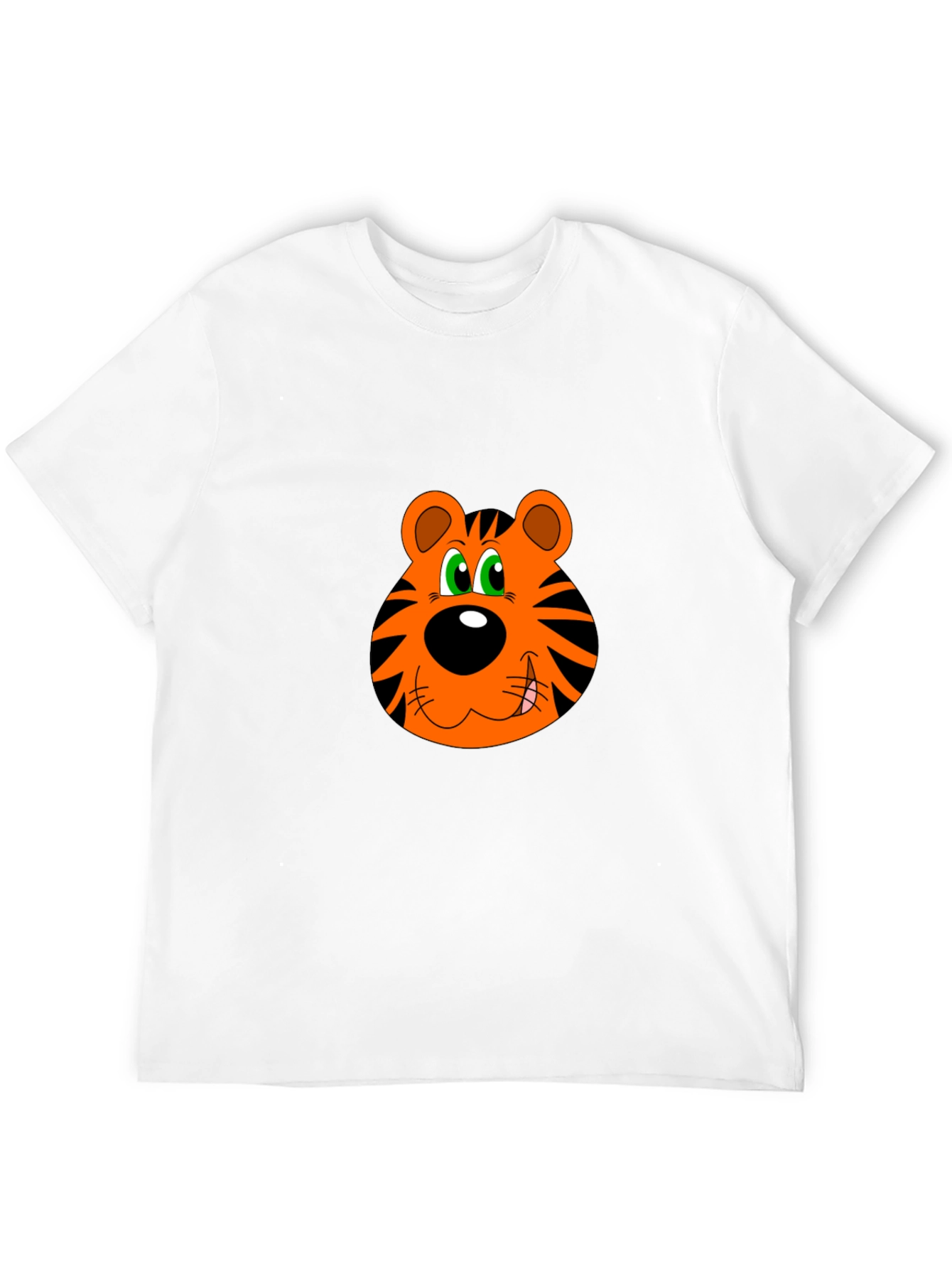 Cartoon Tiger Face Black T-Shirt