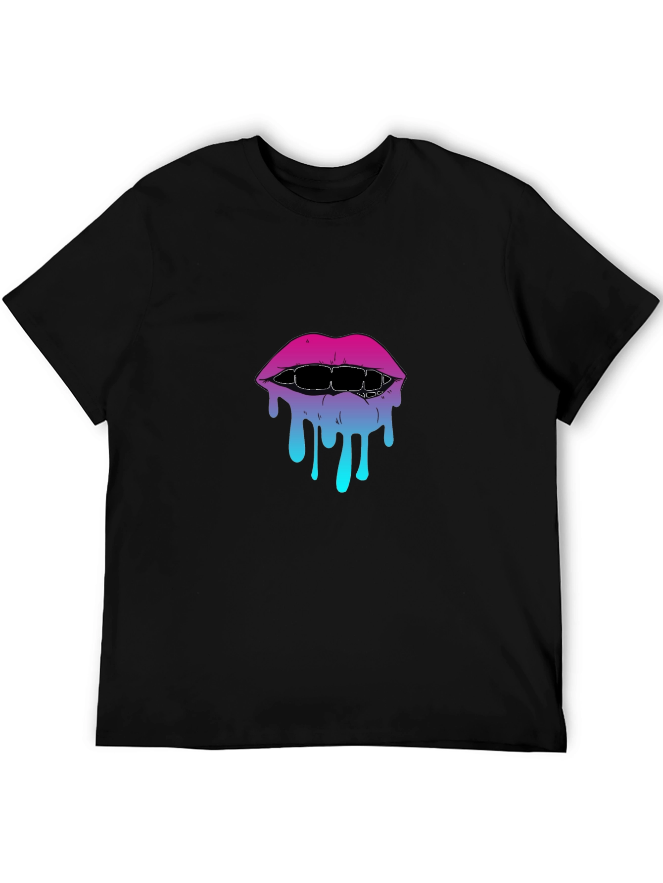 Melting Lips Graphic Tee - Stylish Black T-Shirt