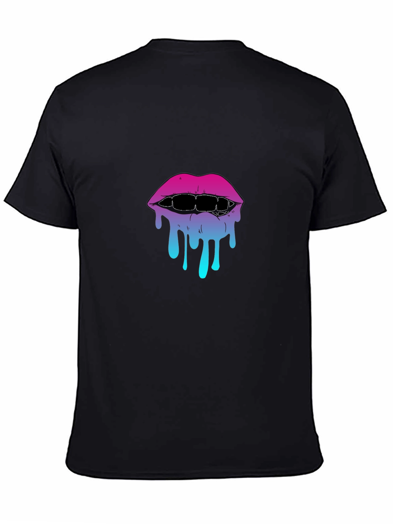 Melting Lips Graphic Tee - Stylish Black T-Shirt
