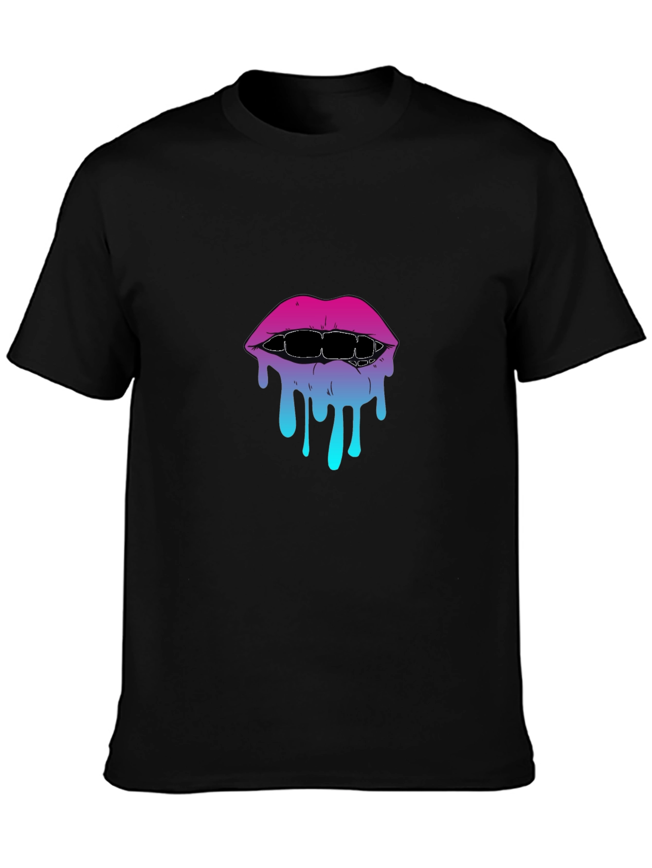 Melting Lips Graphic Tee - Stylish Black T-Shirt