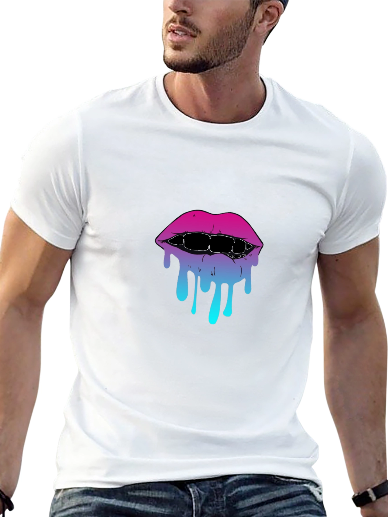 Melting Lips Graphic Tee - Stylish Black T-Shirt